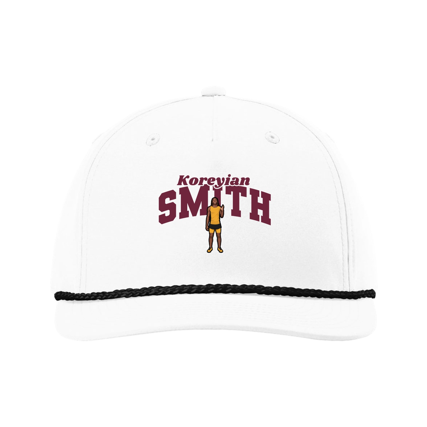 Five-Panel Classic Rope Cap — Signature Arch in White