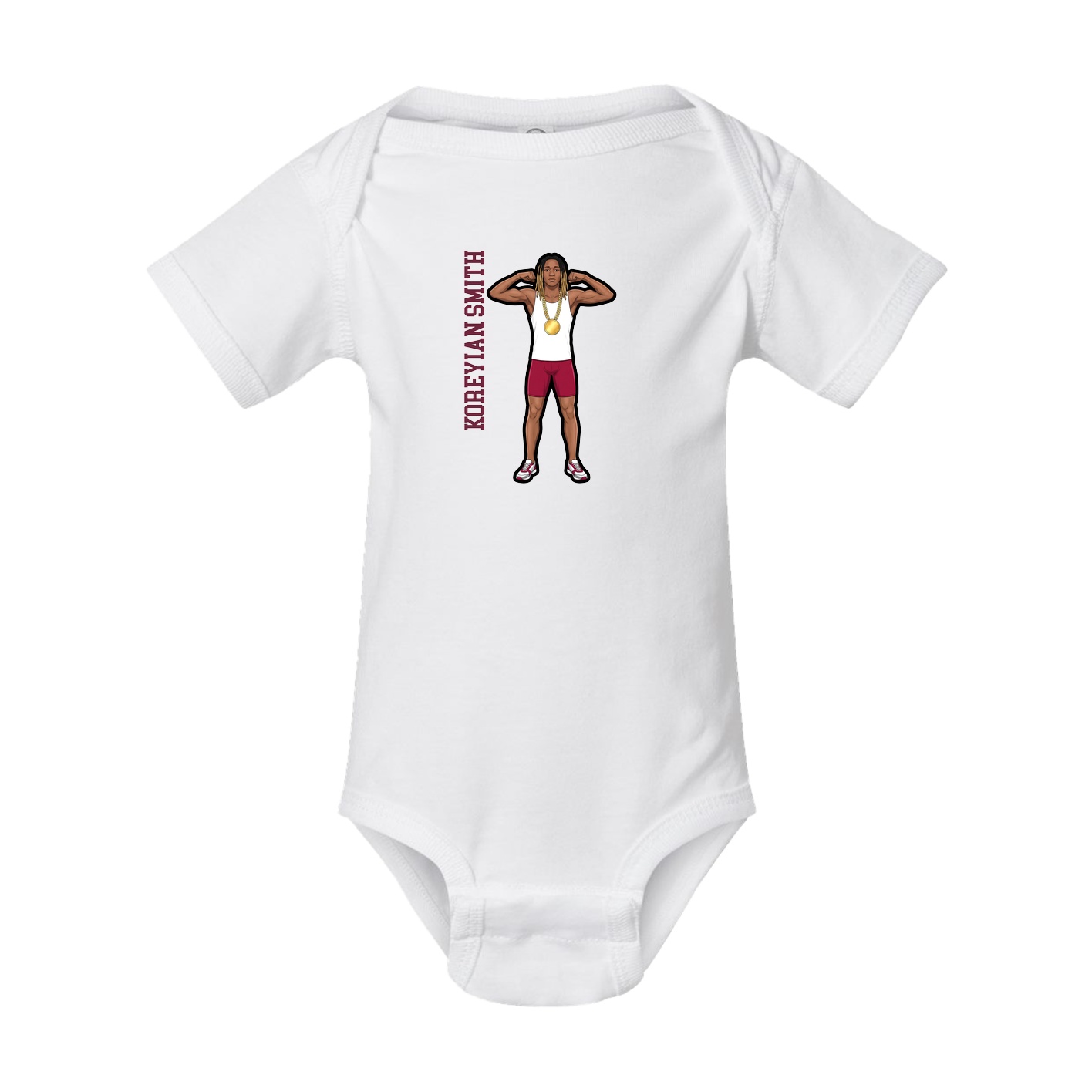 Baby Onesie — Name Vertical in White