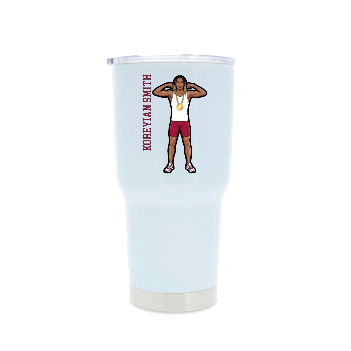 30oz Stainless Steel Tumbler — Name Vertical in White