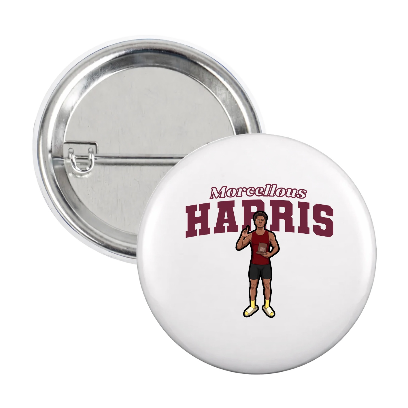 Game Day Button — Name Arch in White