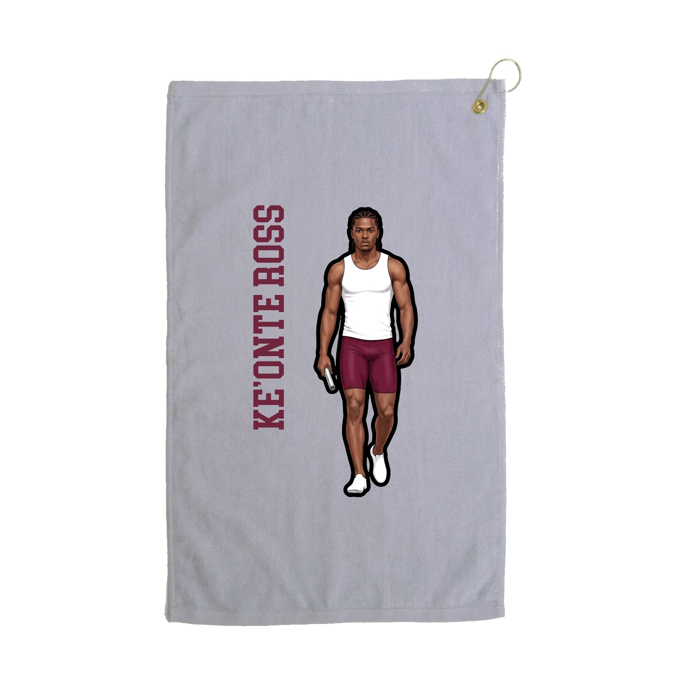 Golf Towel — Name Vertical in Grey