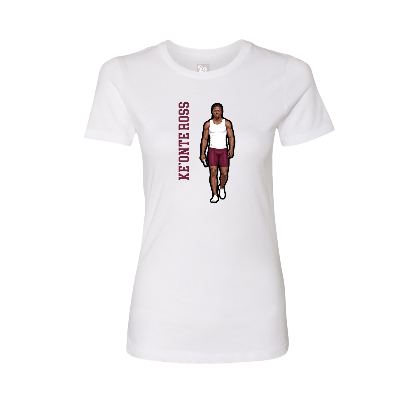 Fitted Women's Tee — Name Vertical in White