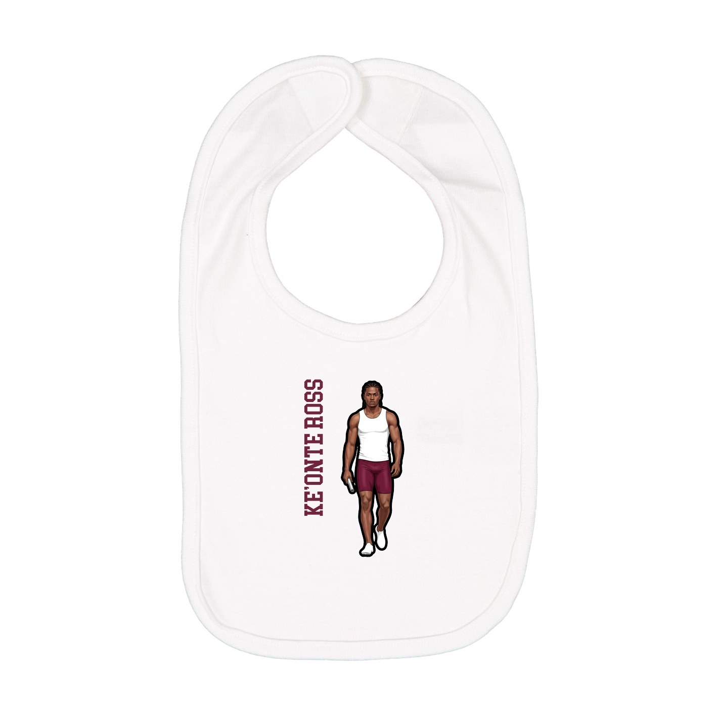 Infant Bib — Name Vertical in White