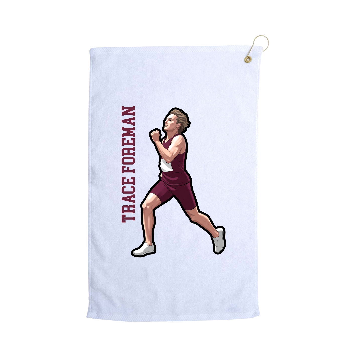 Golf Towel — Name Vertical in White