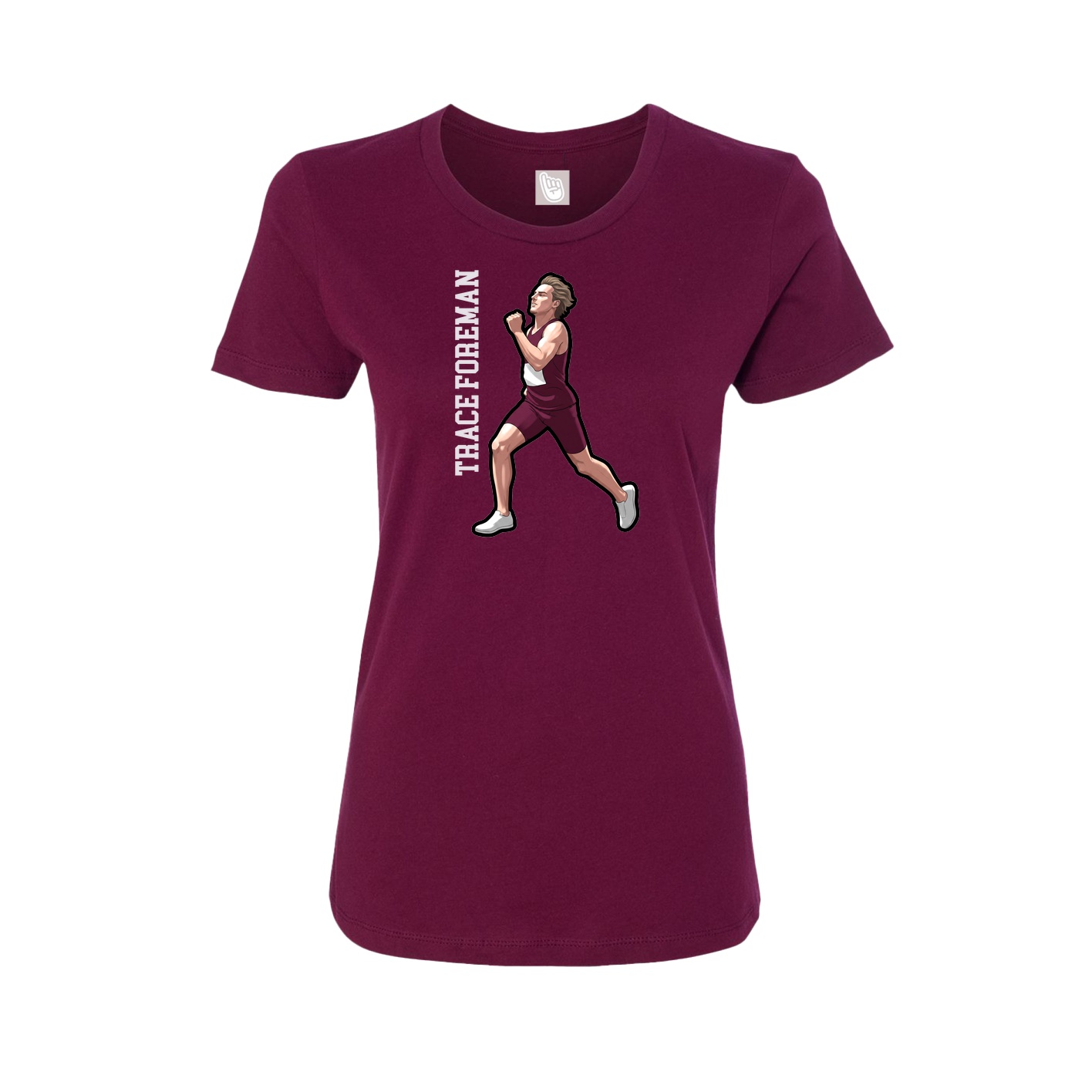 Fitted Women's Tee — Name Vertical in Maroon