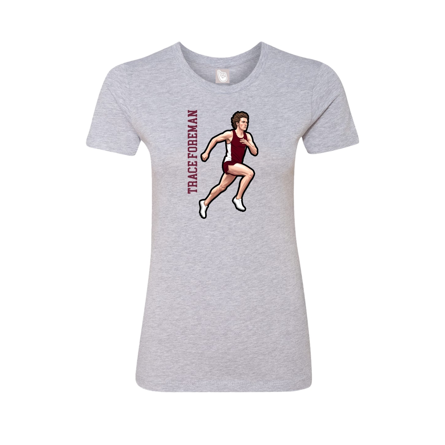 Fitted Women's Tee — Name Vertical in Grey