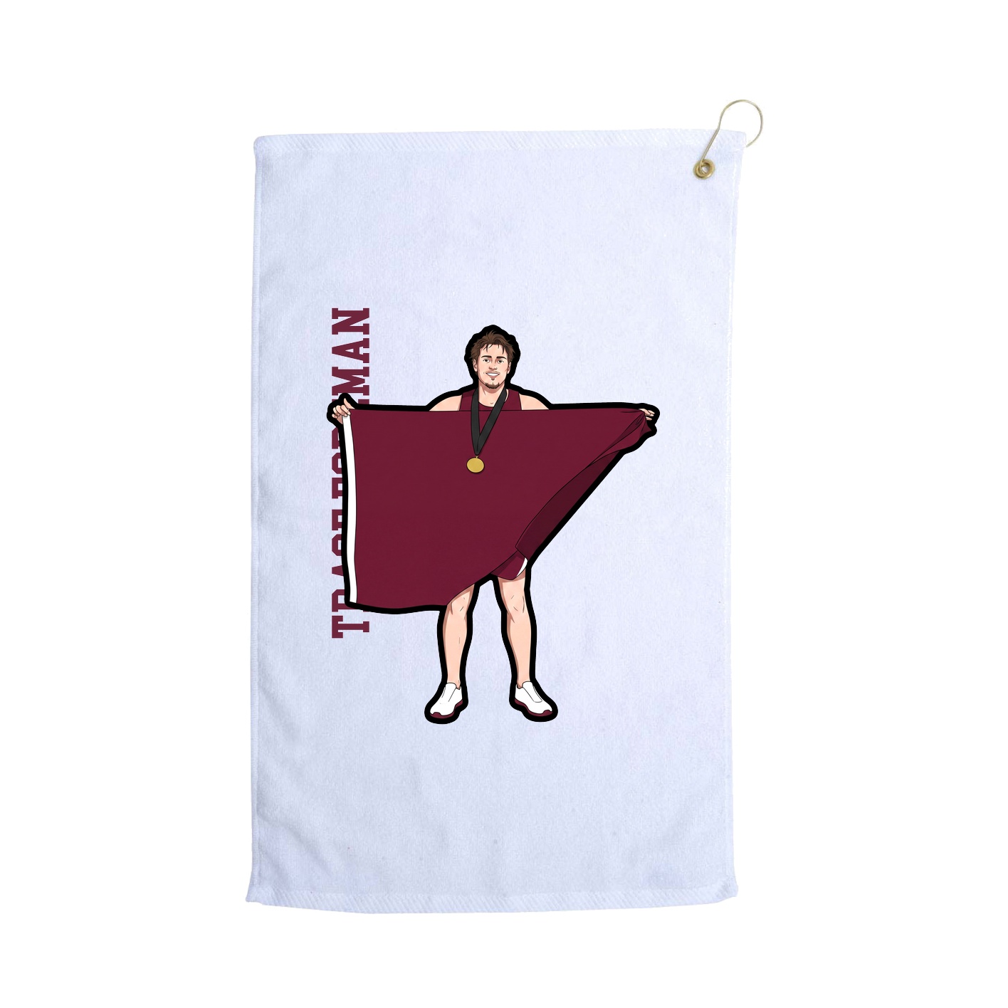 Golf Towel — Name Vertical in White