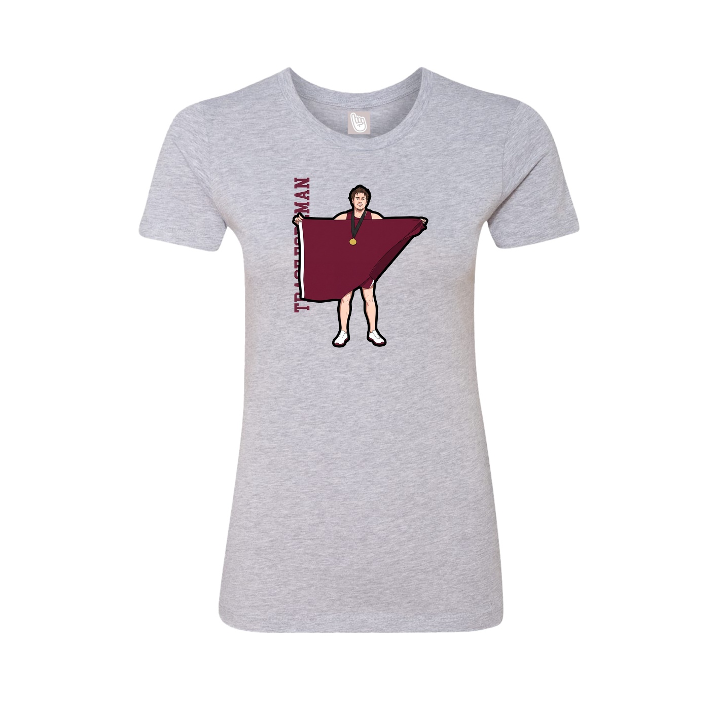 Fitted Women's Tee — Name Vertical in Grey