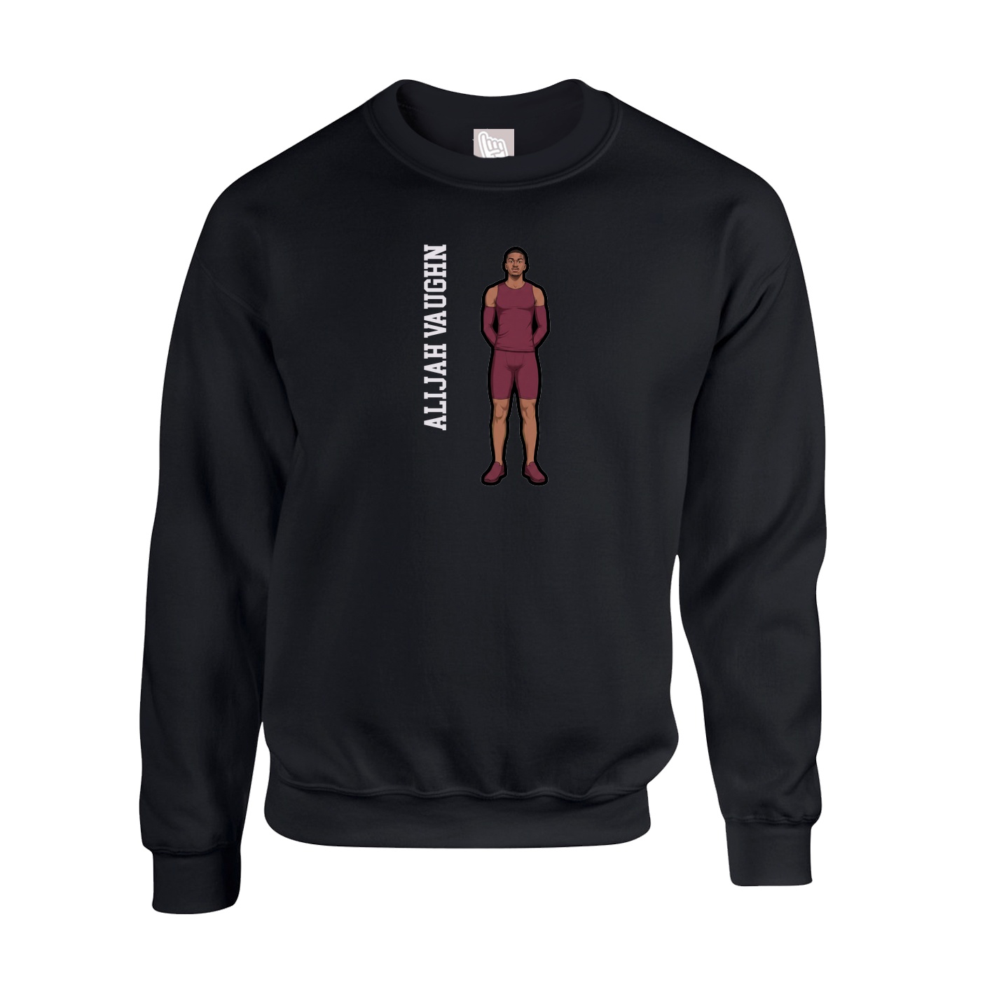 Fleece Crew — Name Vertical in Black