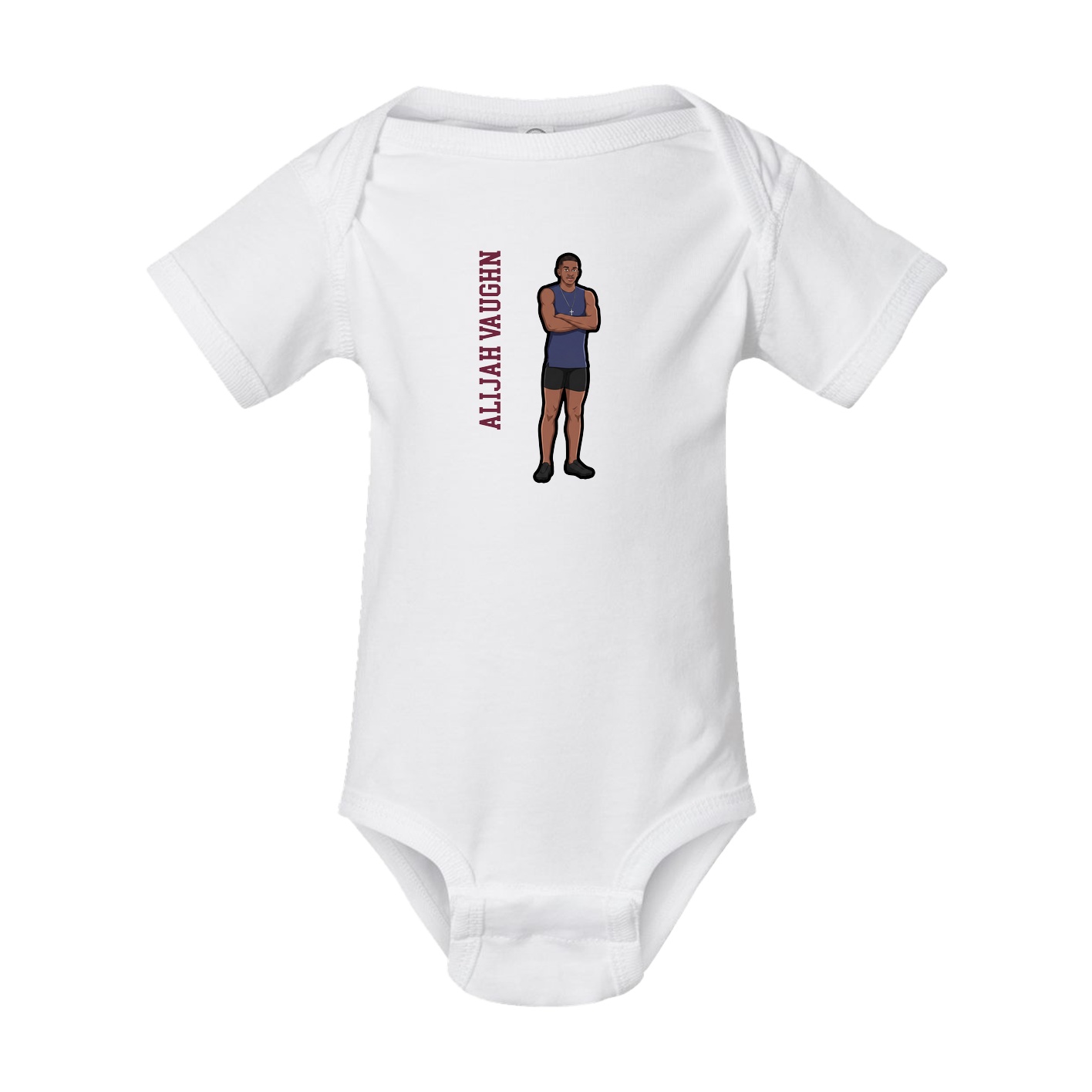 Baby Onesie — Name Vertical in White