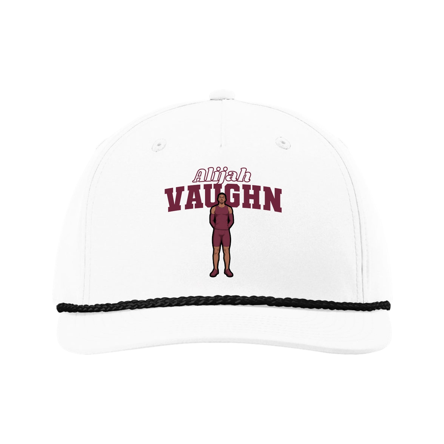 Five-Panel Classic Rope Cap — Name Arch in White
