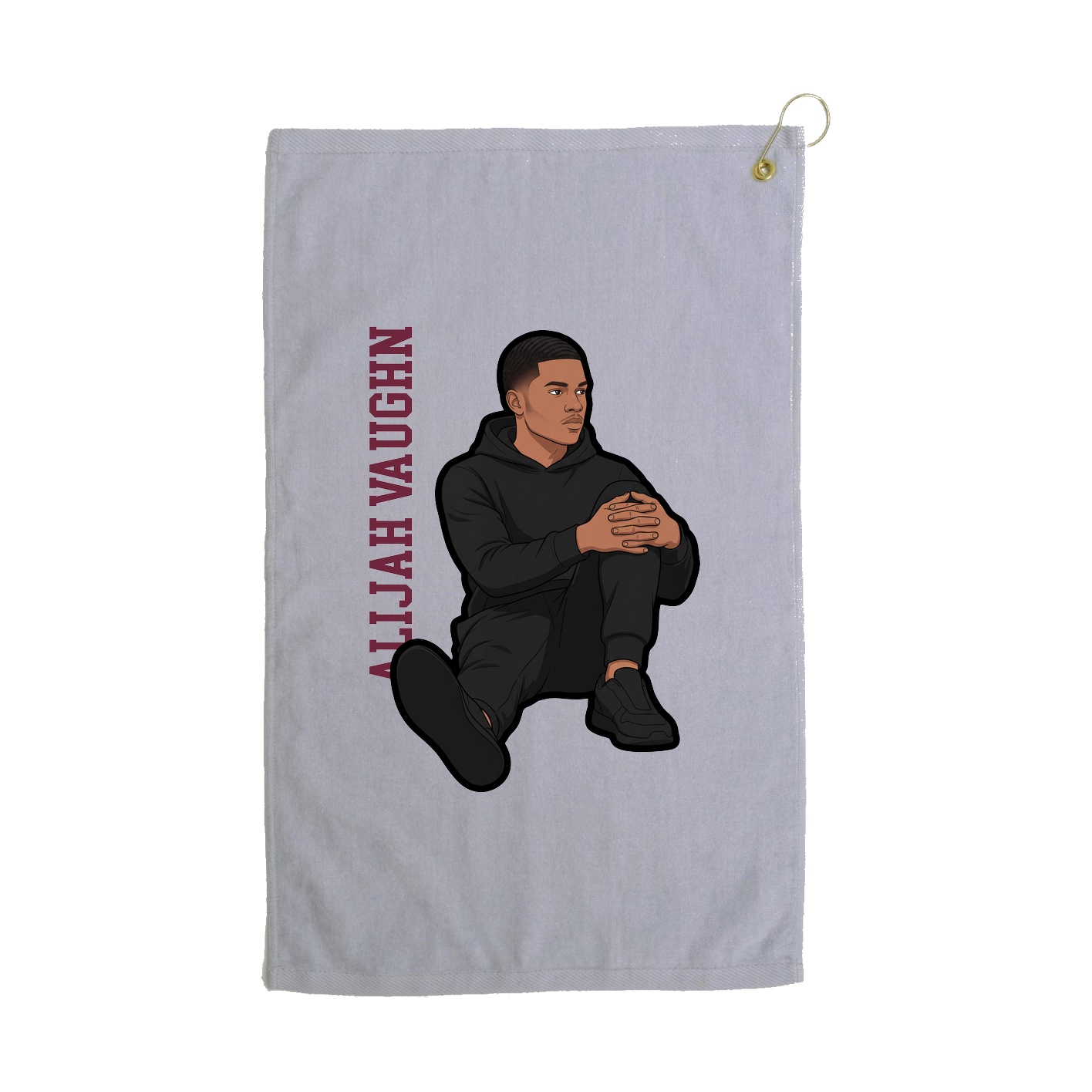 Golf Towel — Name Vertical in Grey