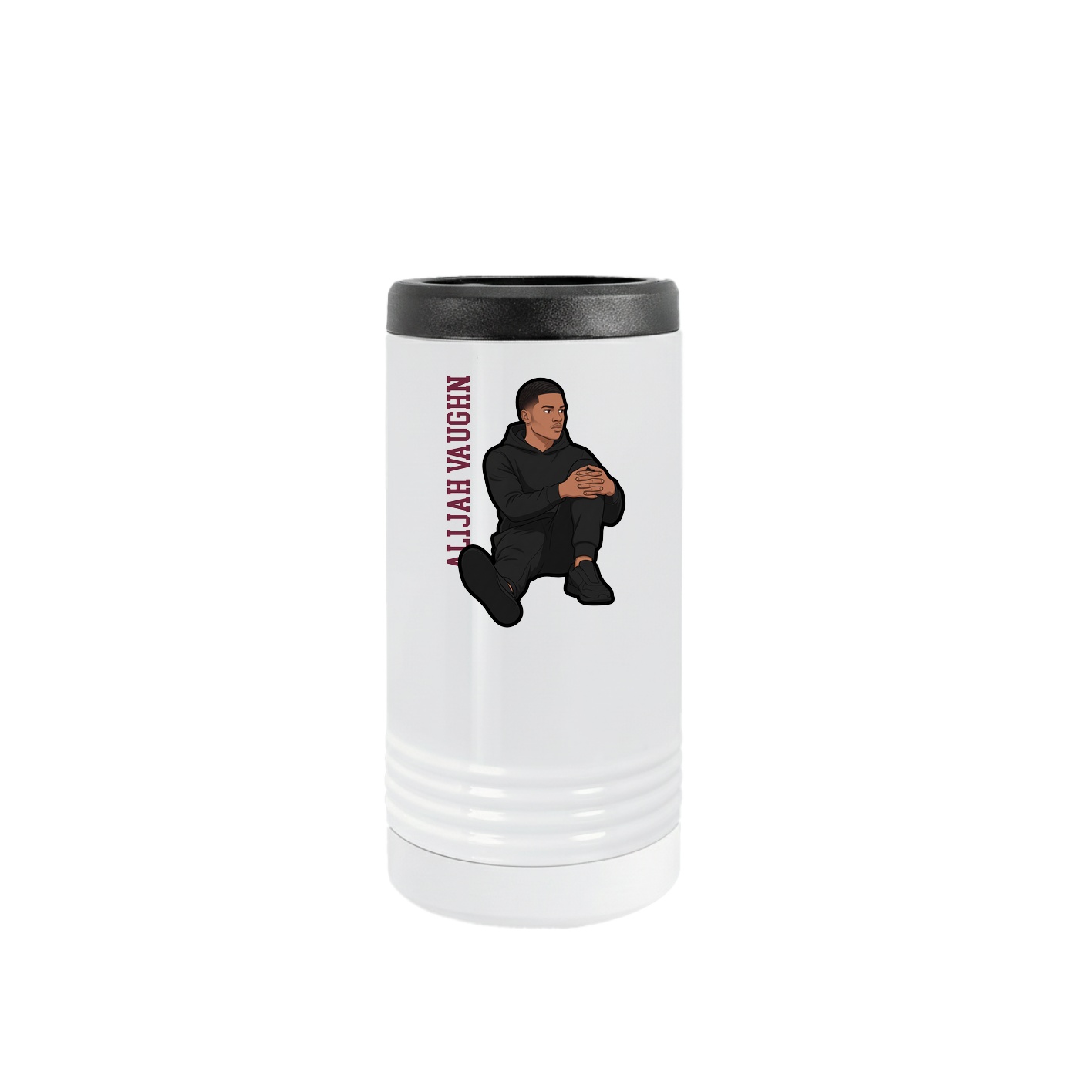 Slim Beverage Holder — Name Vertical in White