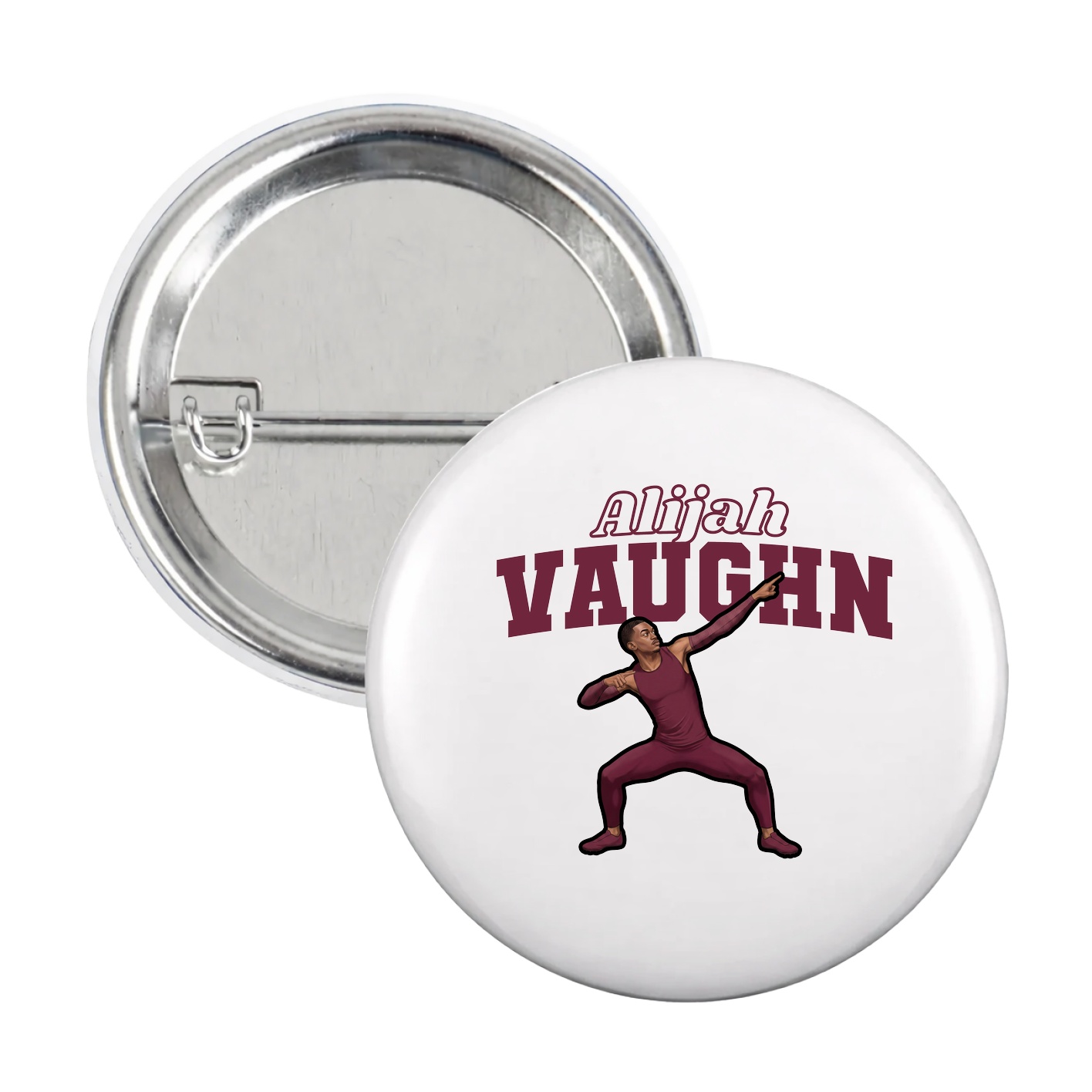 Game Day Button — Name Arch in White