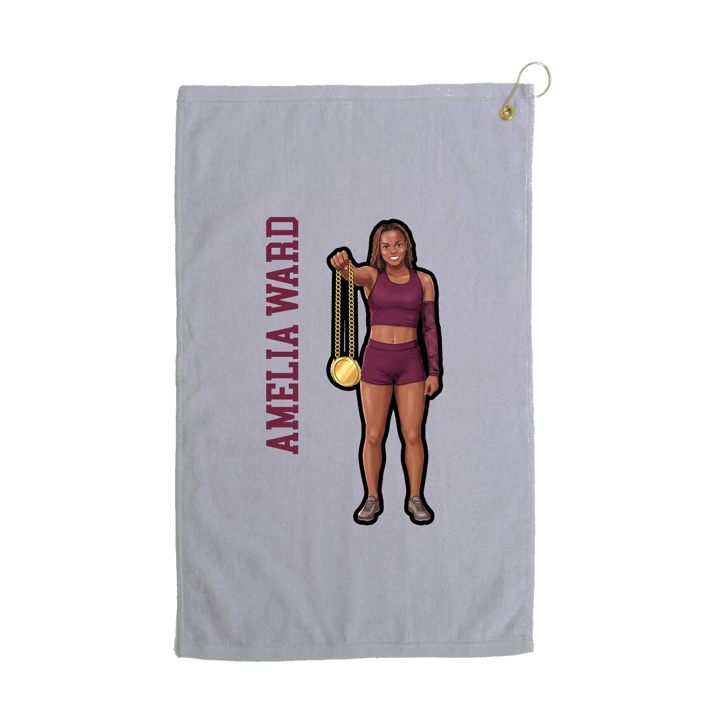 Golf Towel — Name Vertical in Grey