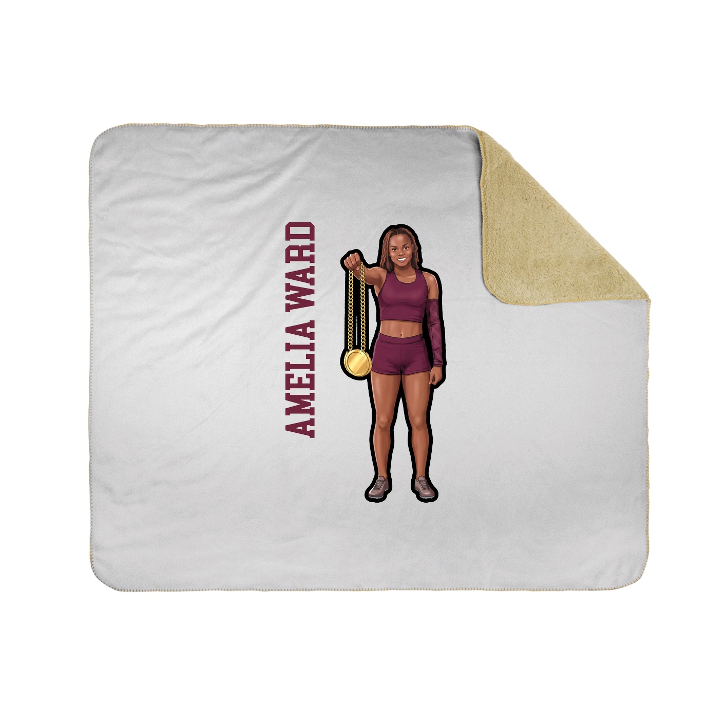 Throw Blanket — Name Vertical in White