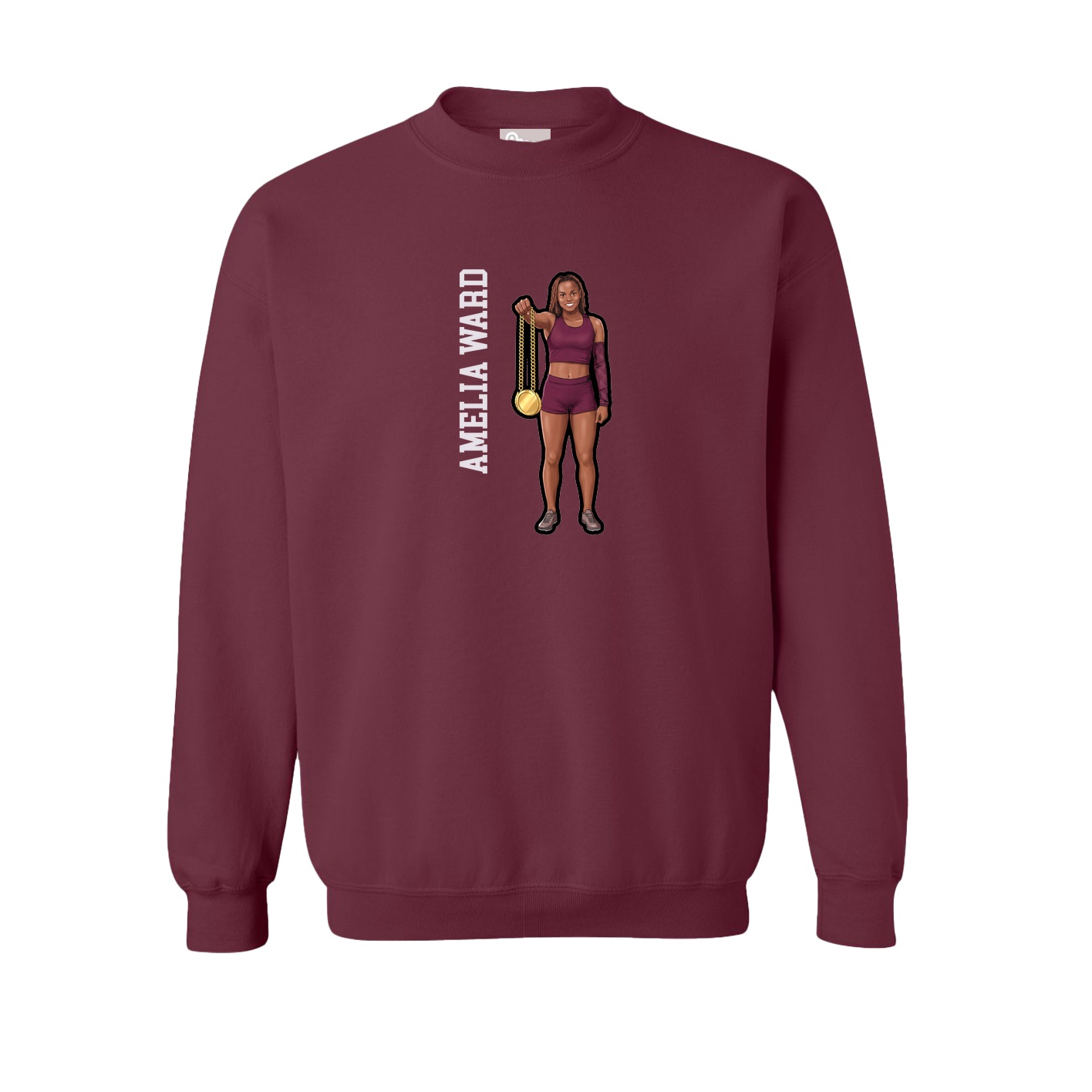 Fleece Crew — Name Vertical in Maroon