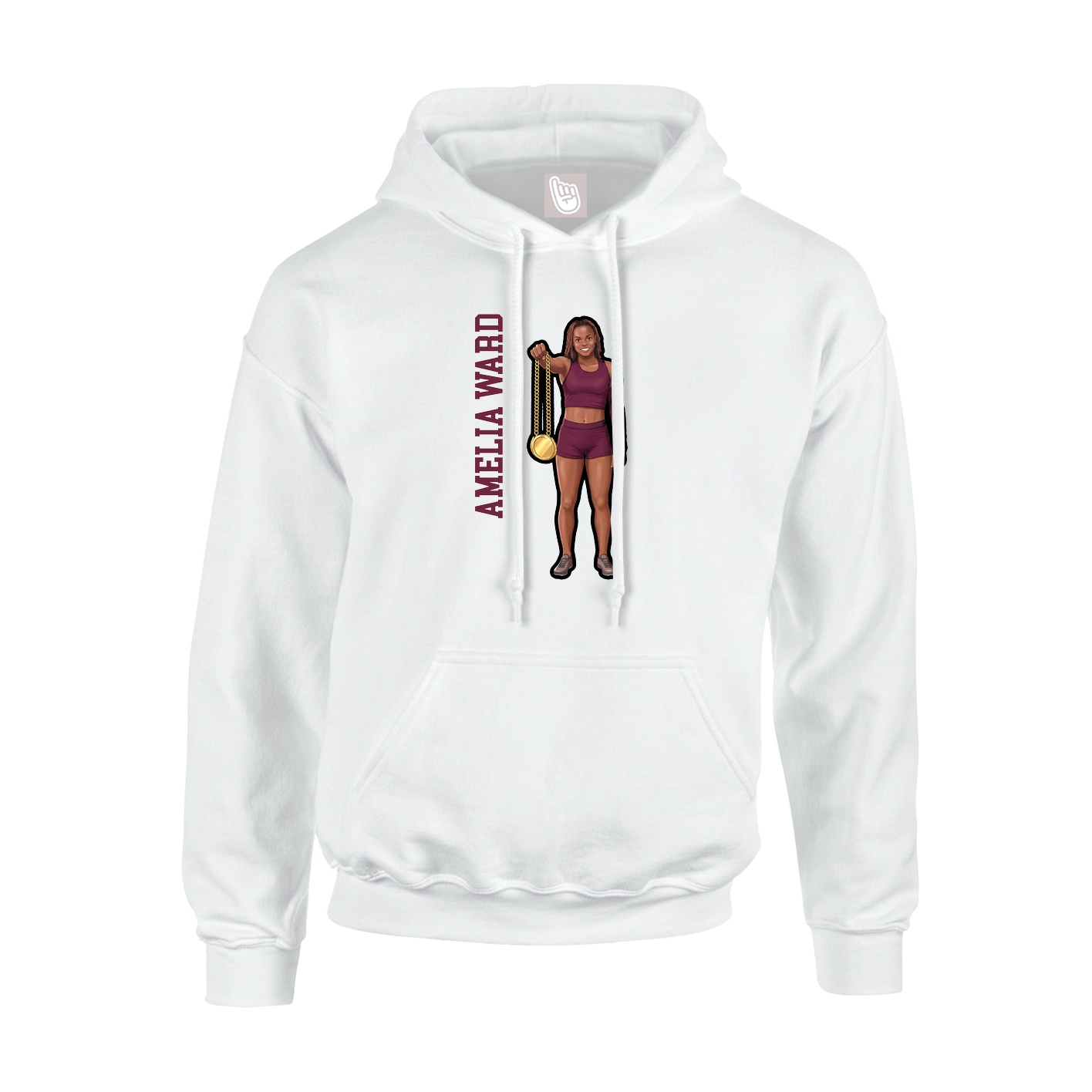 Youth Hoodie — Name Vertical in White