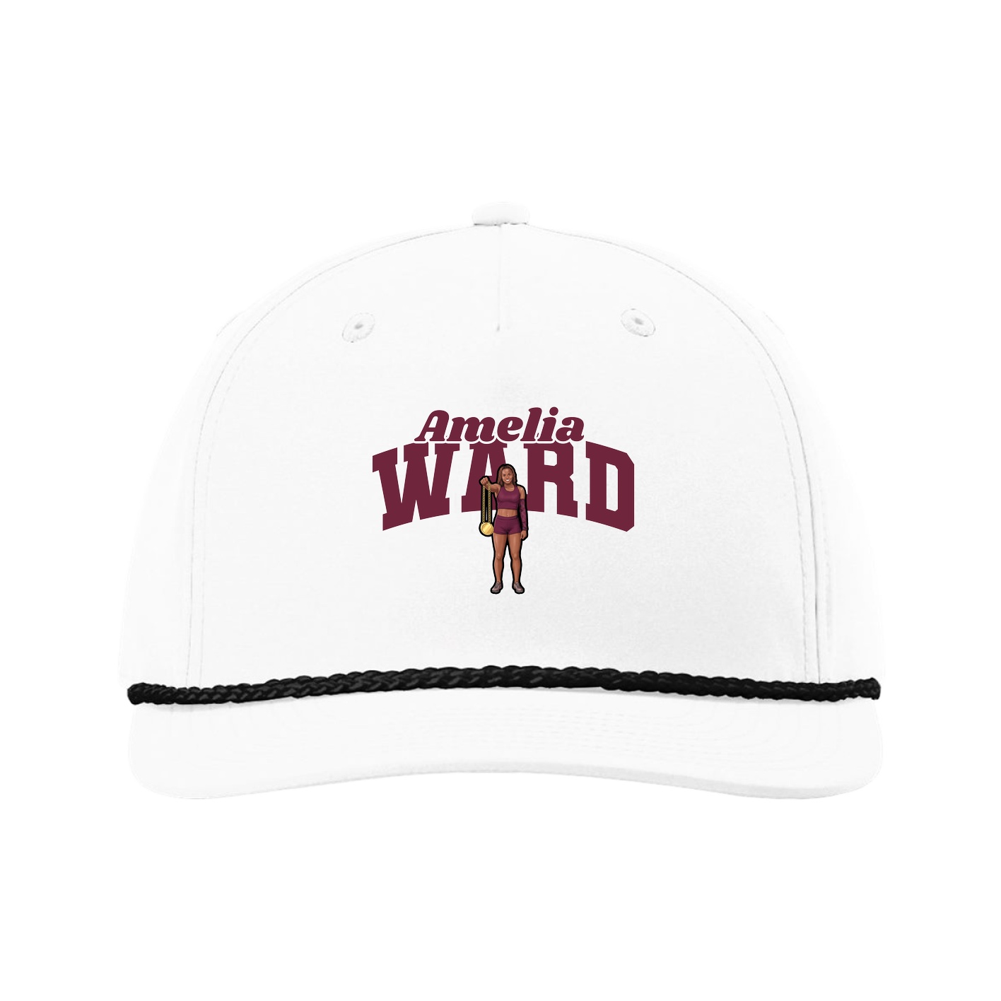 Five-Panel Classic Rope Cap — Signature Arch in White