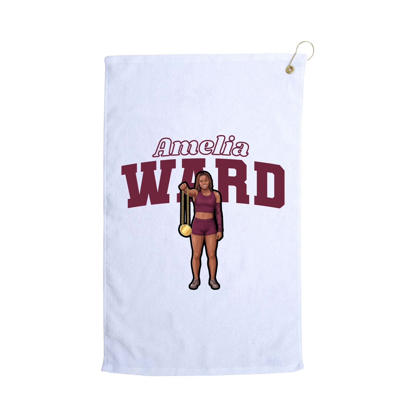 Golf Towel — Name Arch in White