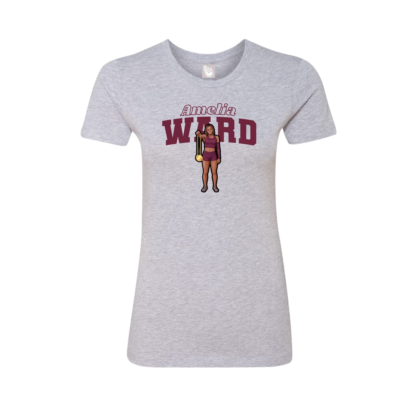 Fitted Women's Tee — Name Arch in Grey