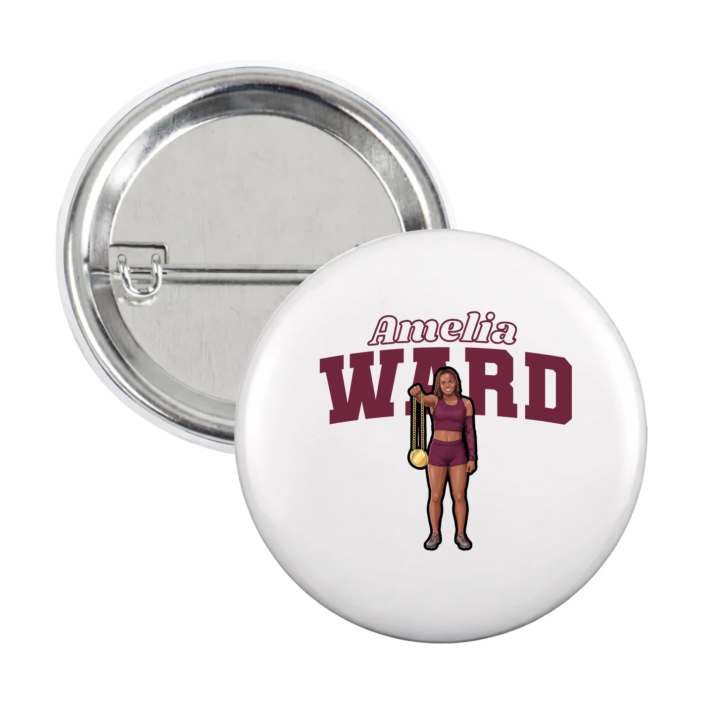 Game Day Button — Name Arch in White