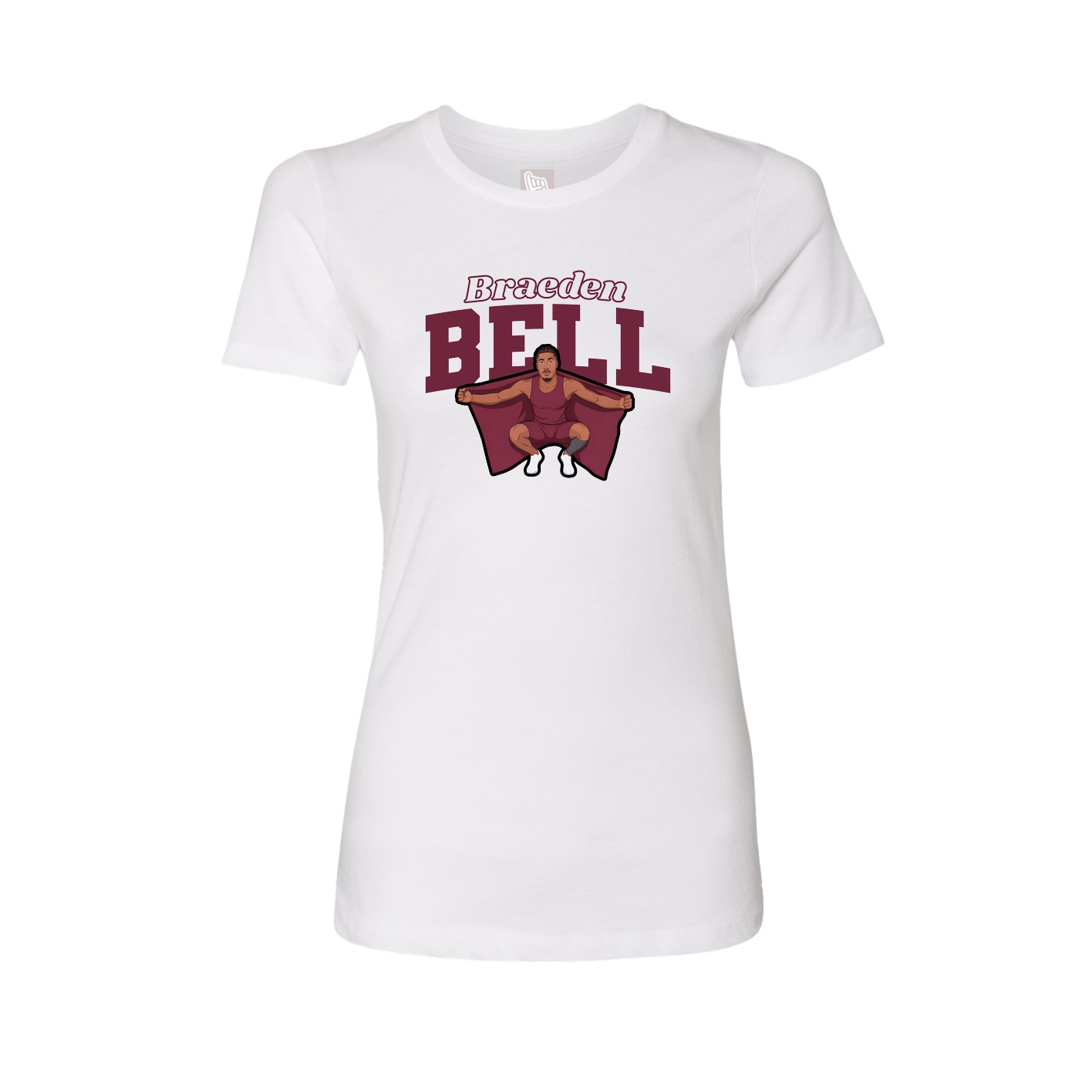 Fitted Women's Tee — Name Arch in White