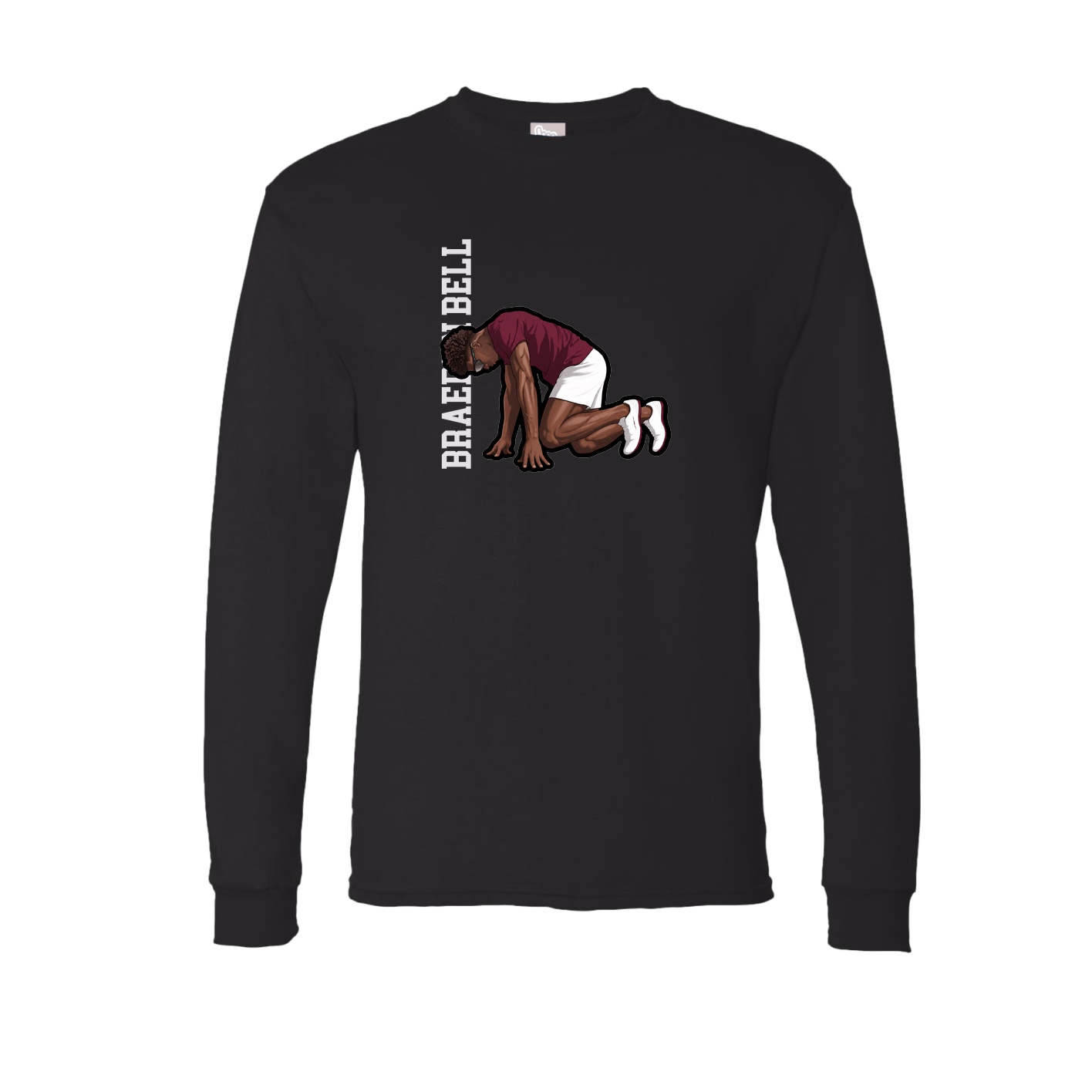 Long Sleeve Tee — Name Vertical in Black