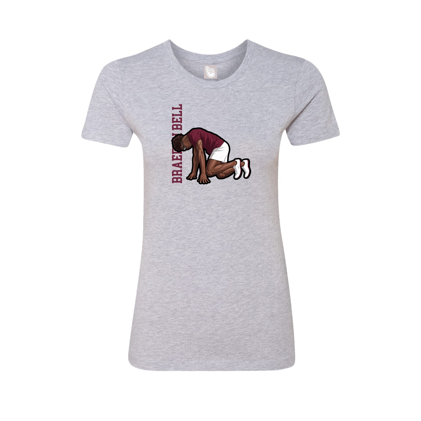 Fitted Women's Tee — Name Vertical in Grey