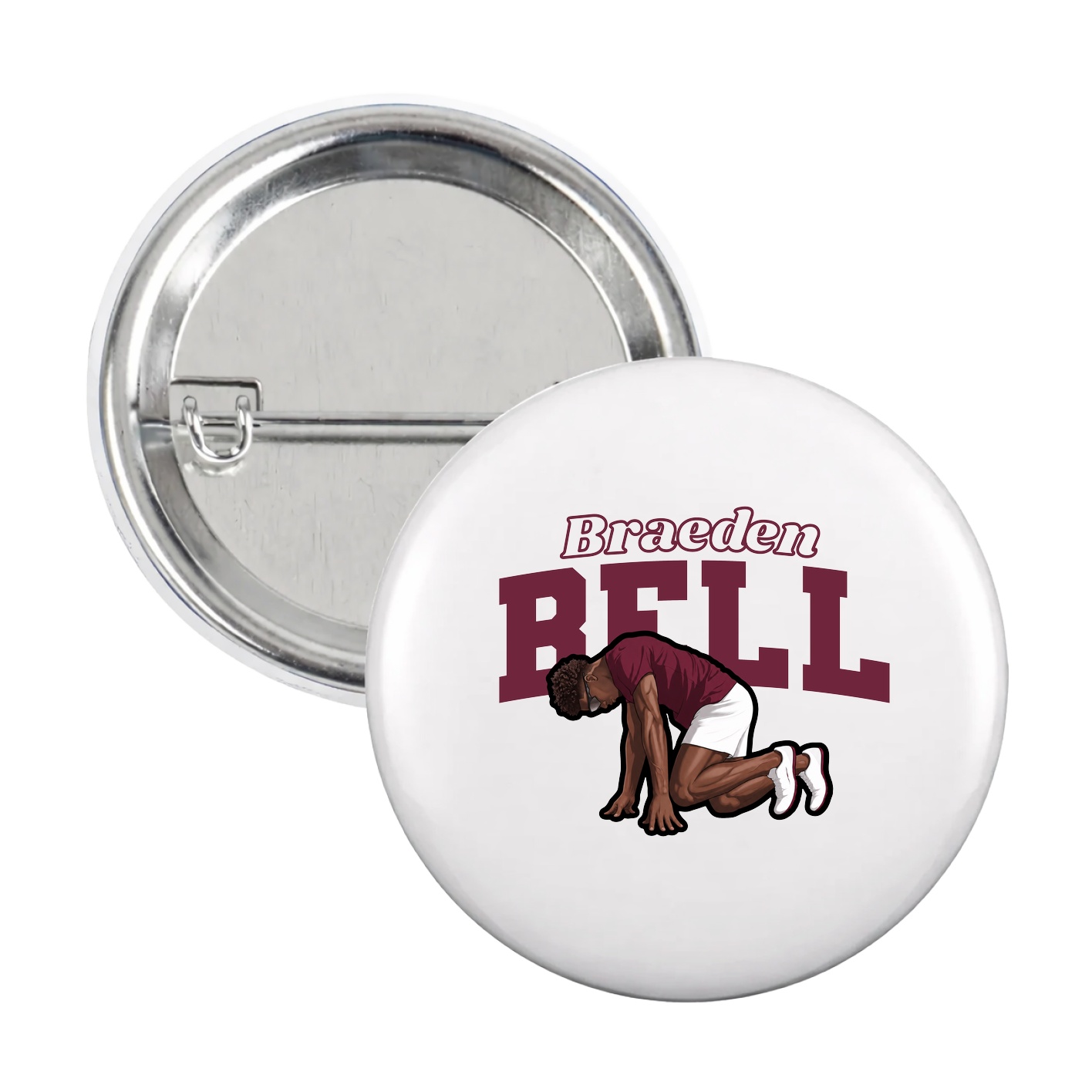 Game Day Button — Name Arch in White