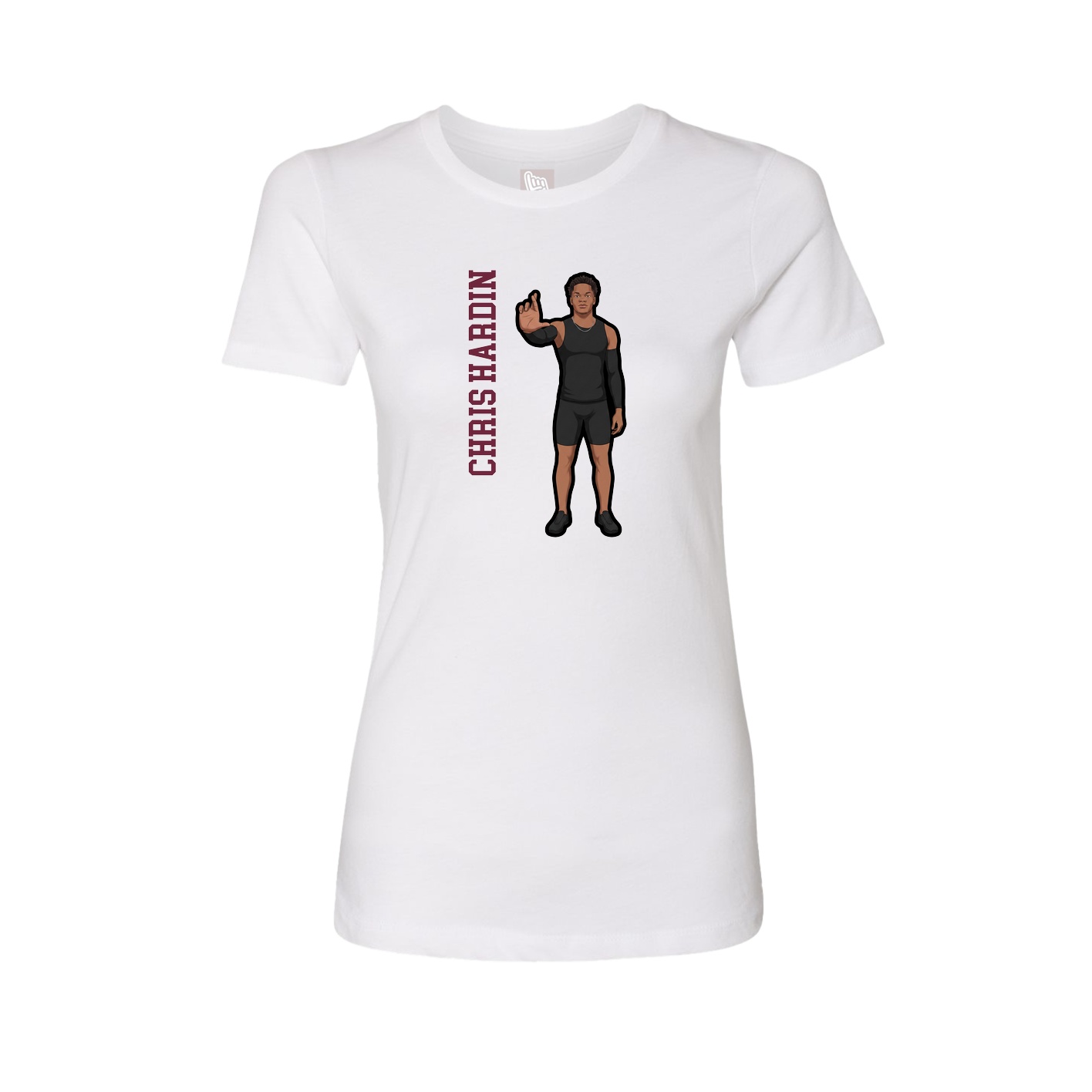 Fitted Women's Tee — Name Vertical in White
