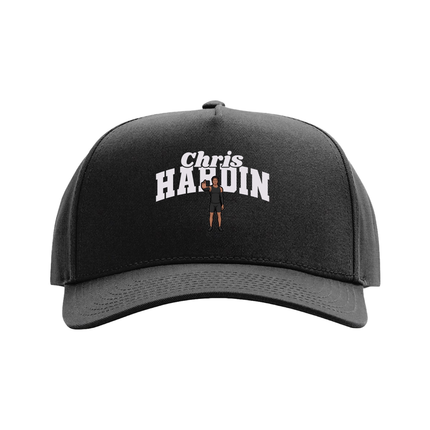 Full Fabric Five-Panel Champ Cap — Signature Arch in Black