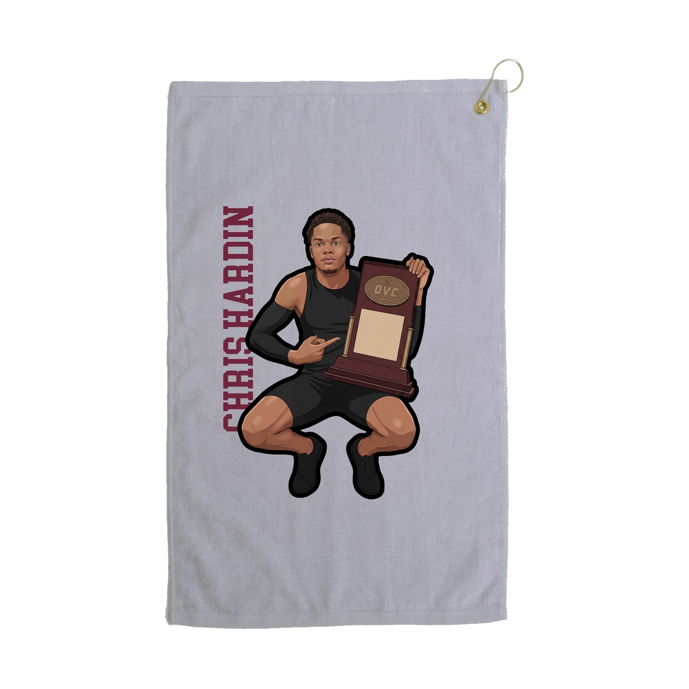 Golf Towel — Name Vertical in Grey