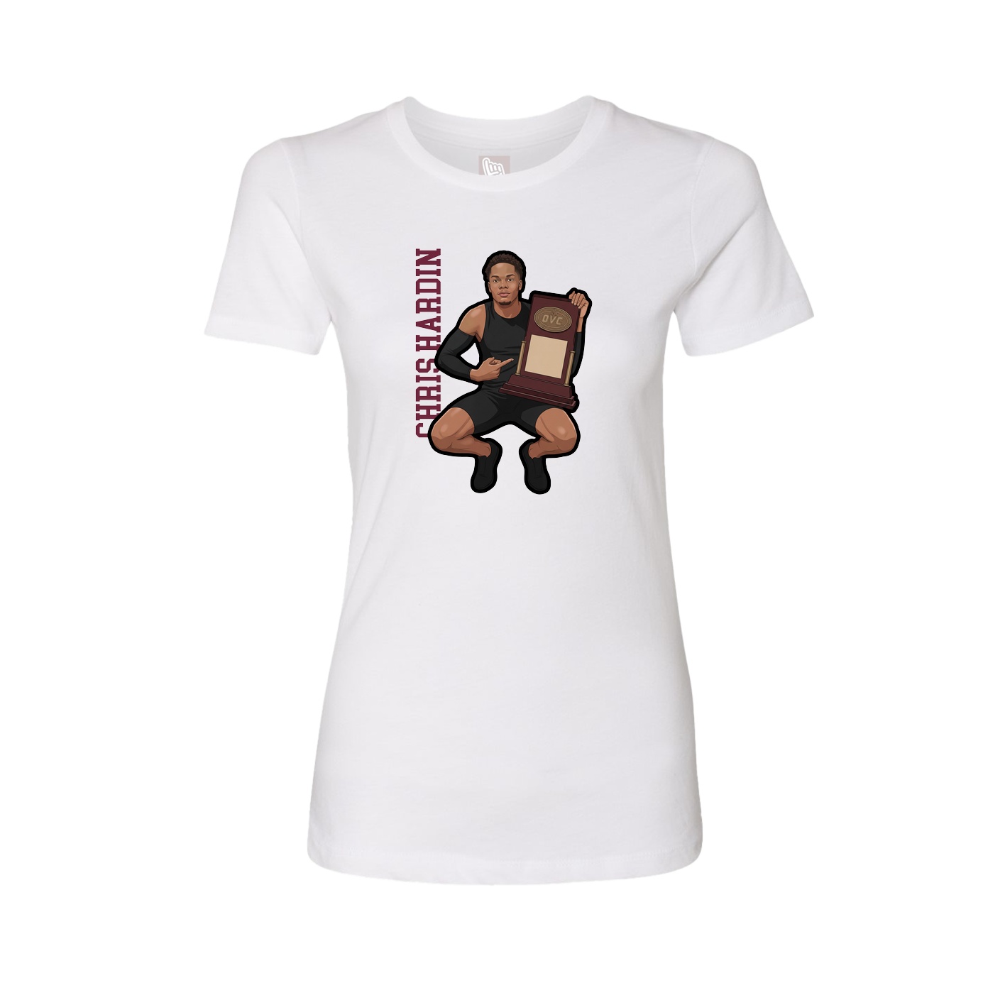 Fitted Women's Tee — Name Vertical in White