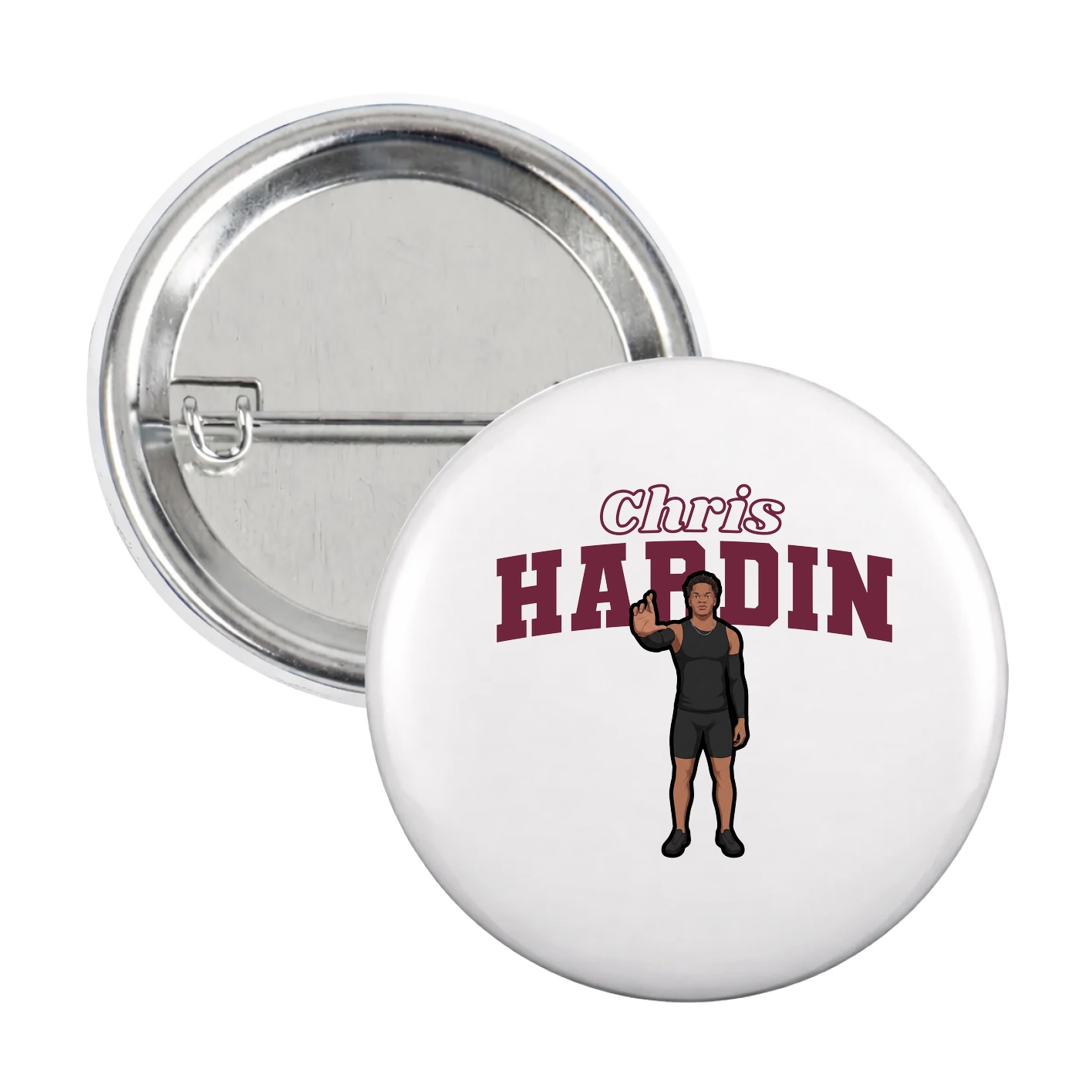 Game Day Button — Name Arch in White
