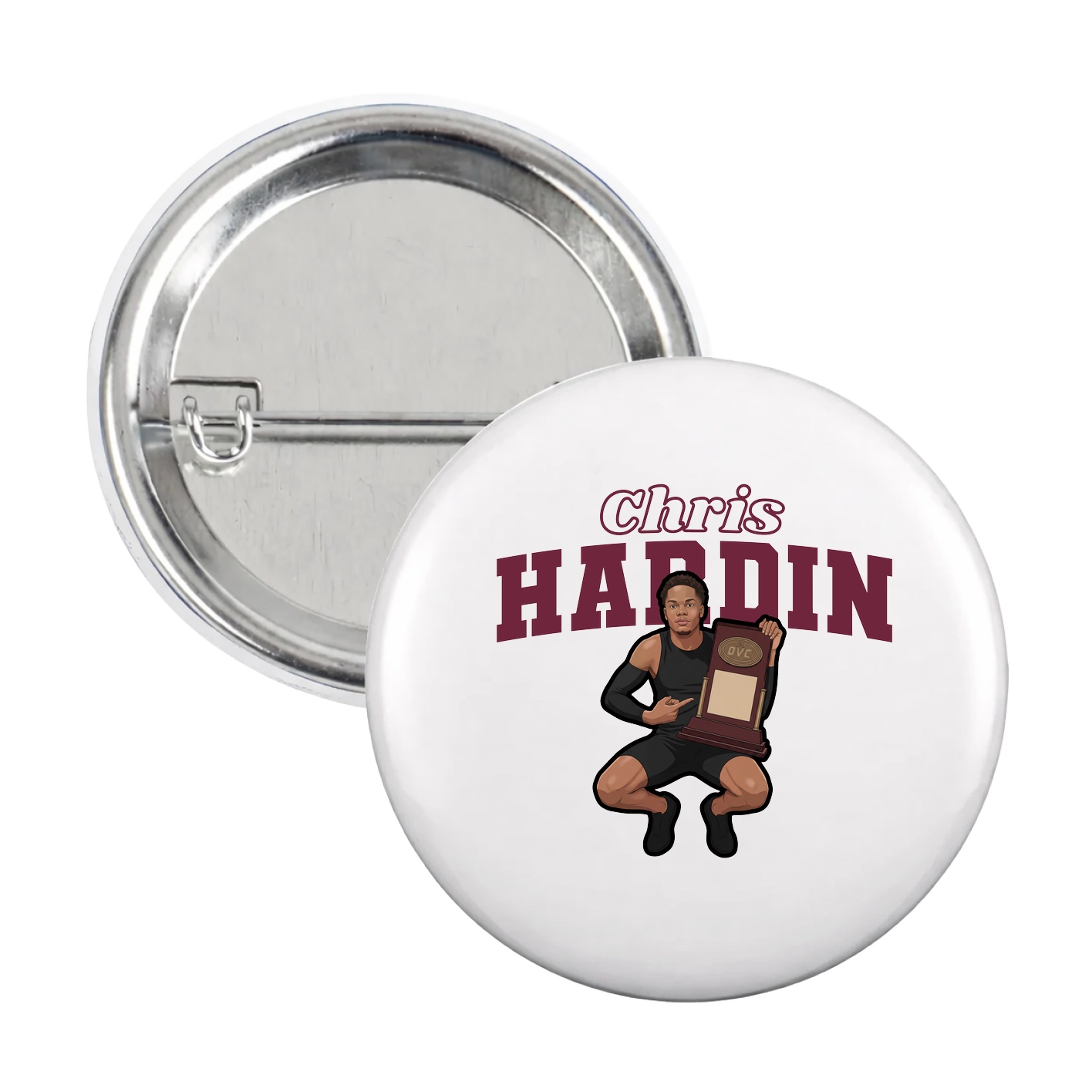 Game Day Button — Name Arch in White