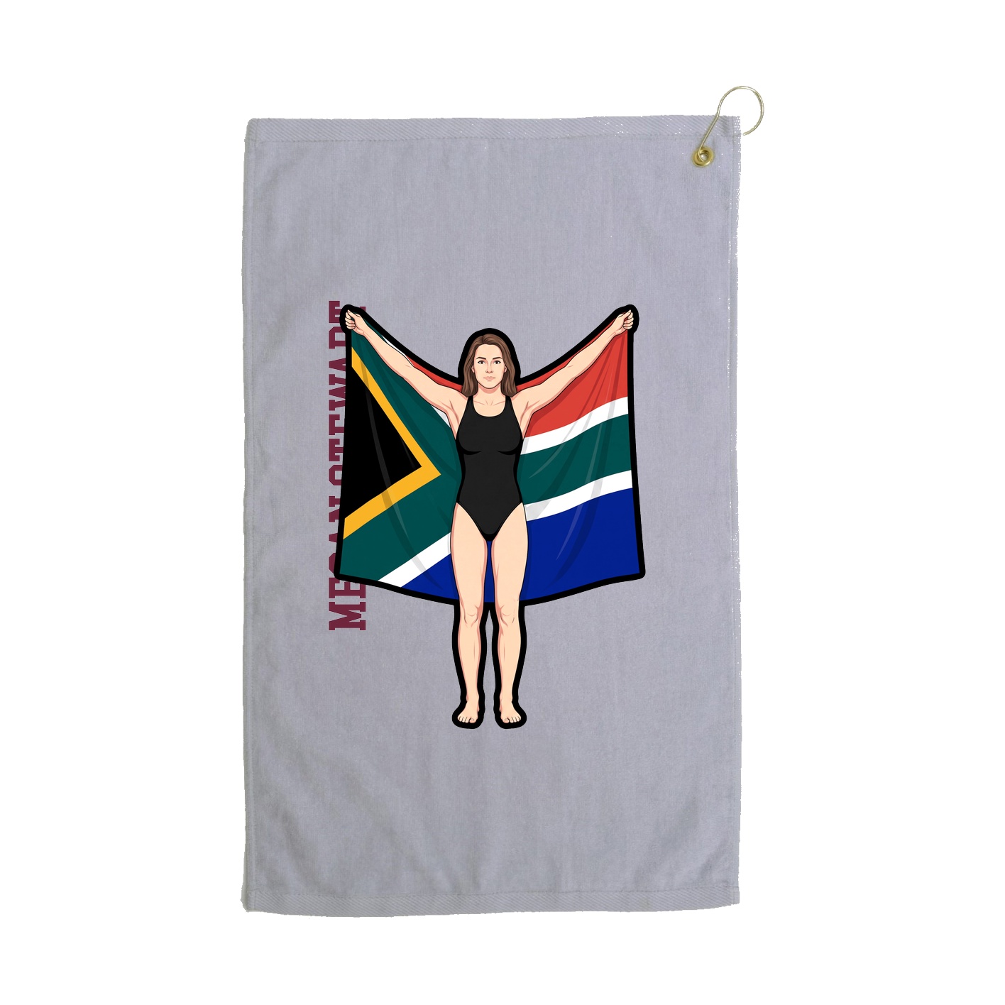 Golf Towel — Name Vertical in Grey