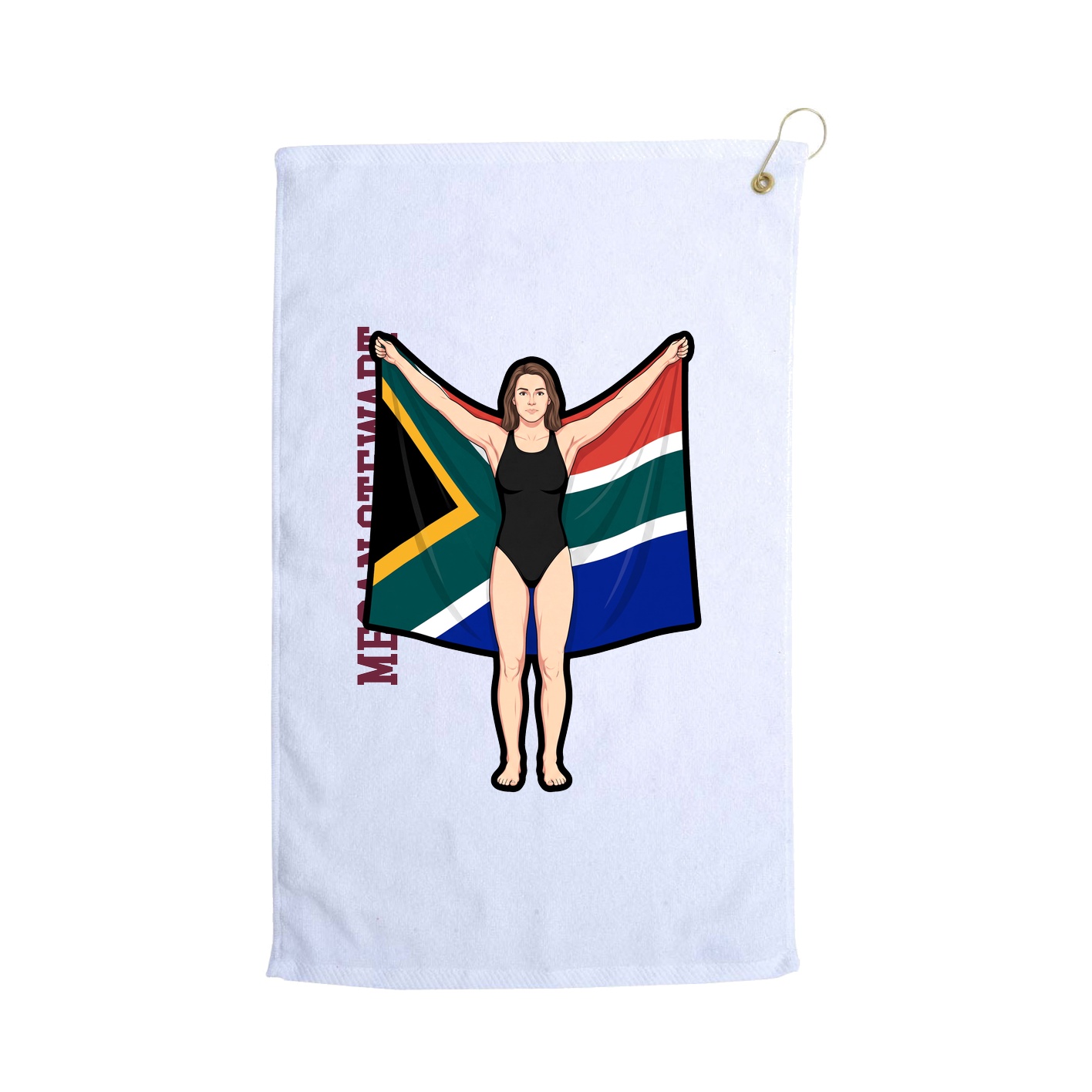 Golf Towel — Name Vertical in White