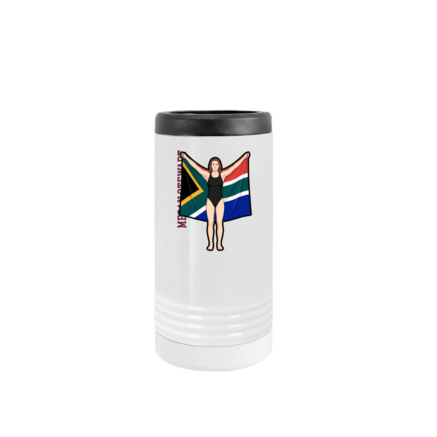 Slim Beverage Holder — Name Vertical in White