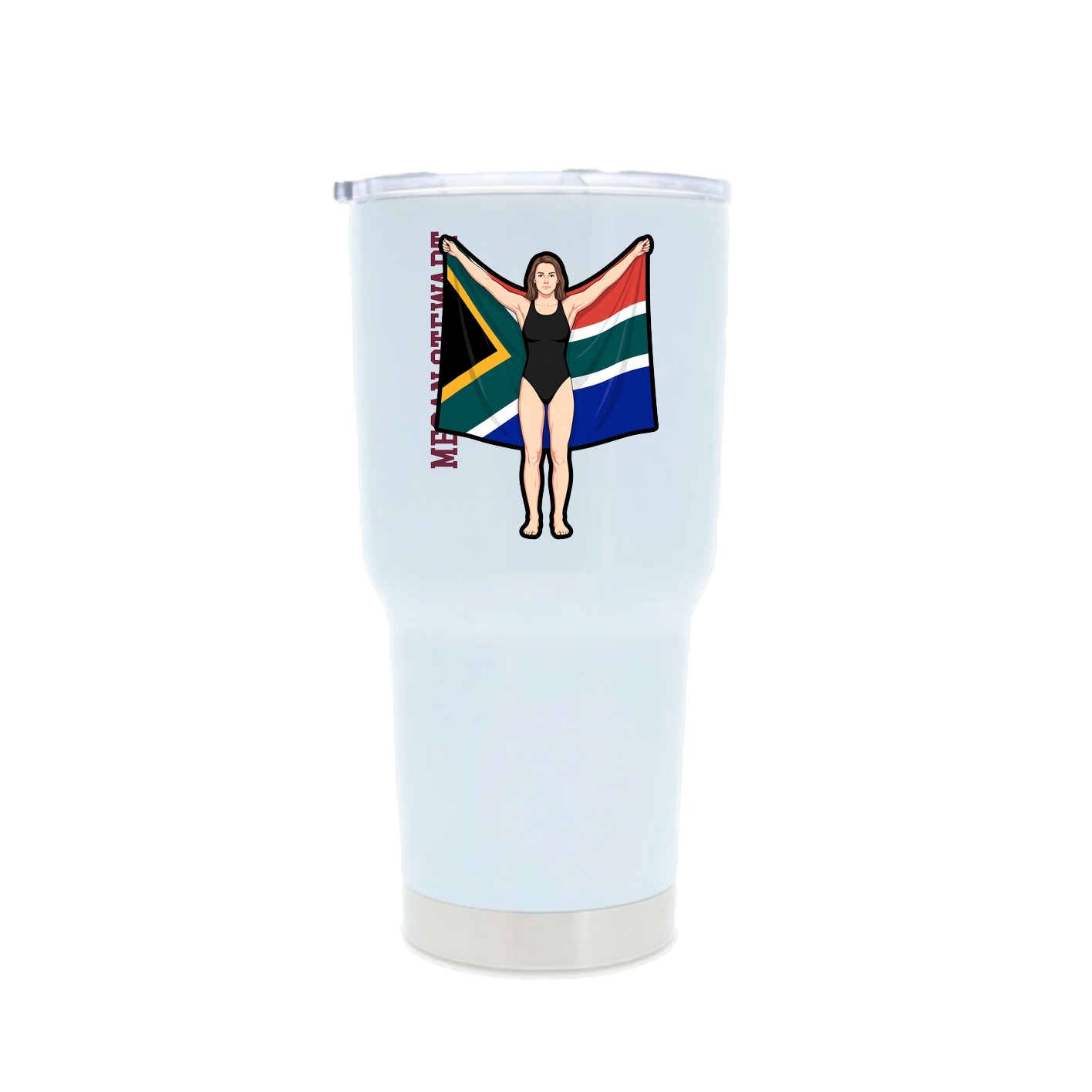30oz Stainless Steel Tumbler — Name Vertical in White