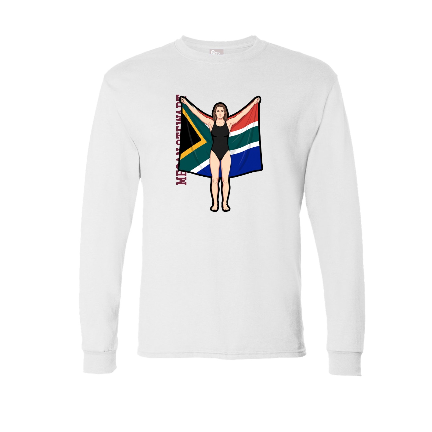 Long Sleeve Tee — Name Vertical in White