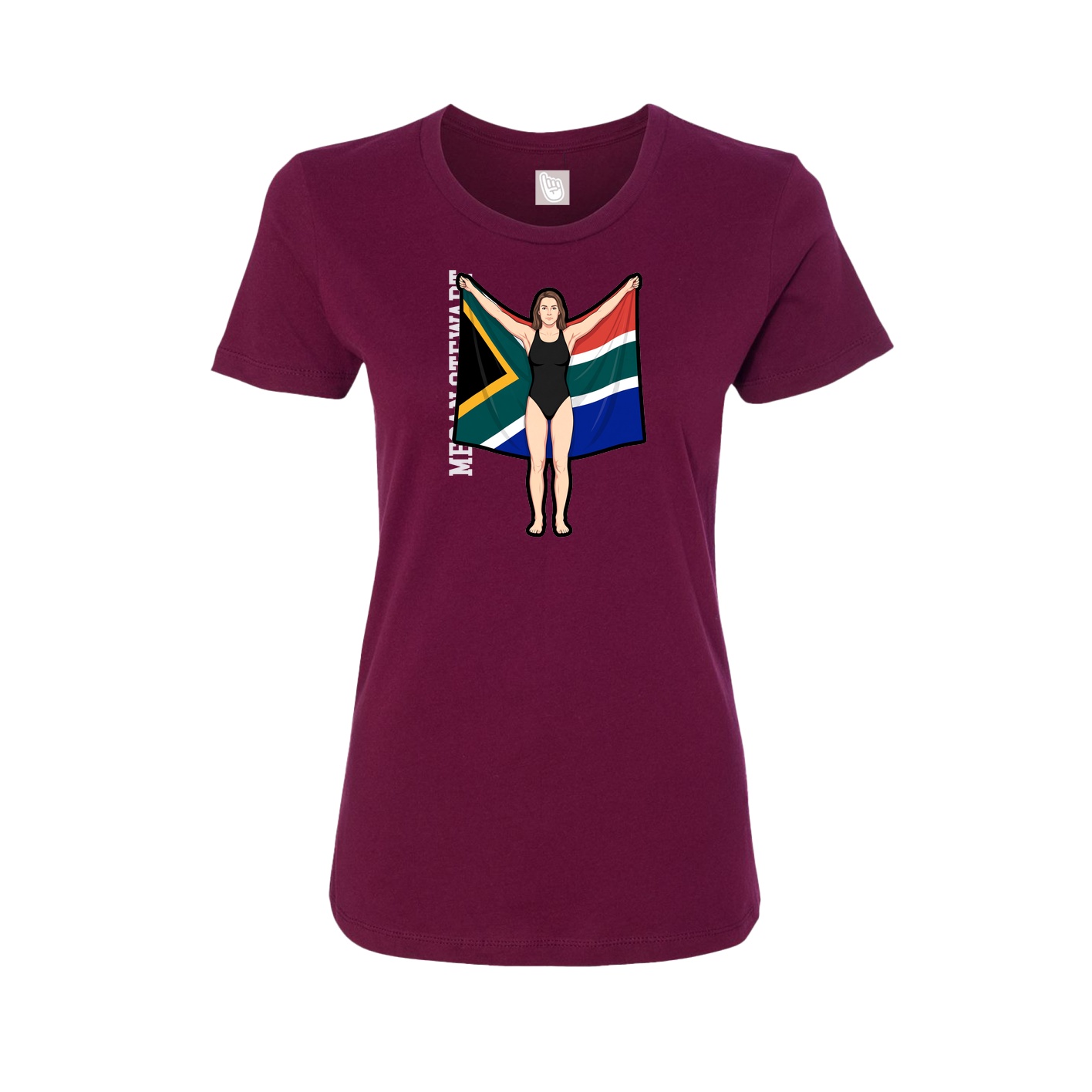 Fitted Women's Tee — Name Vertical in Maroon