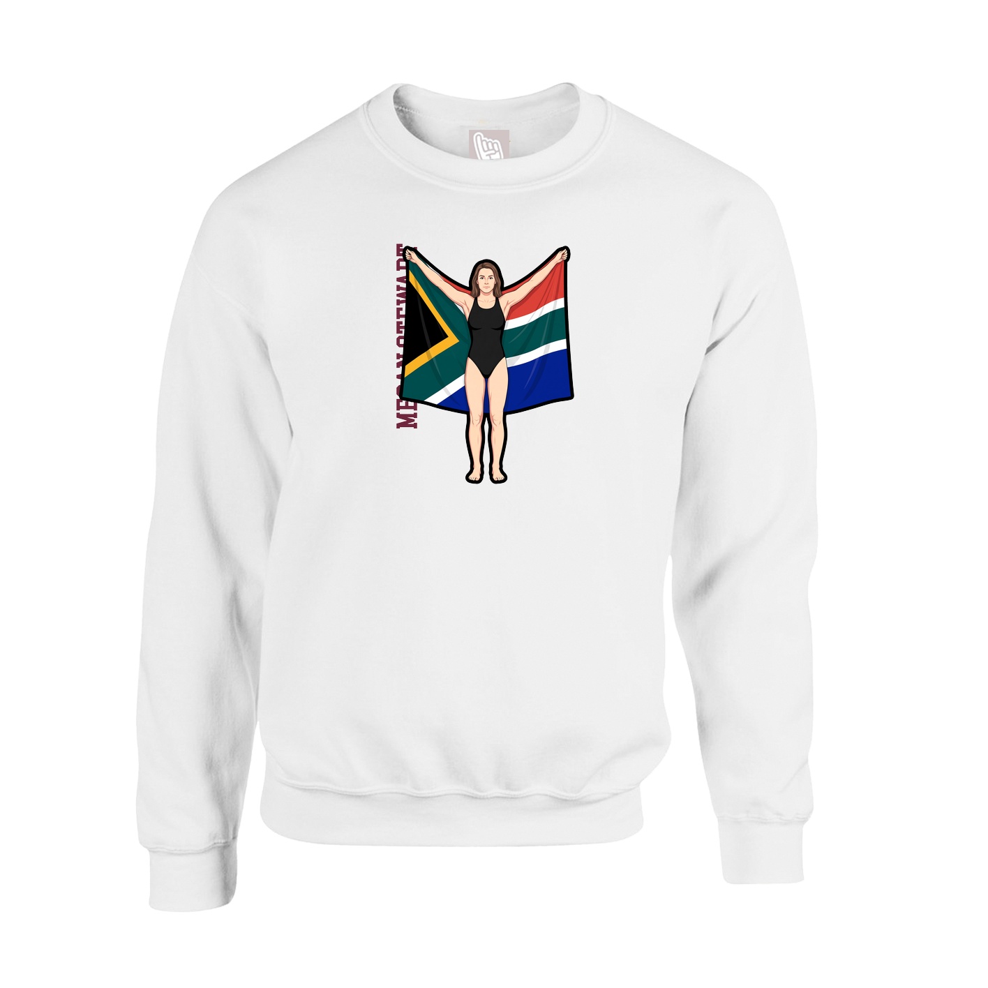 Fleece Crew — Name Vertical in White