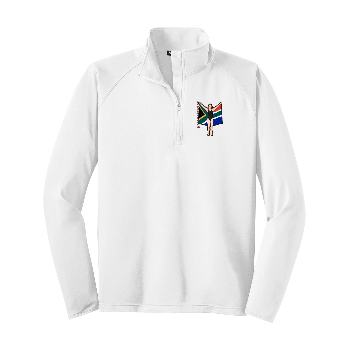 Q-Zip Pullover — Name Vertical in White