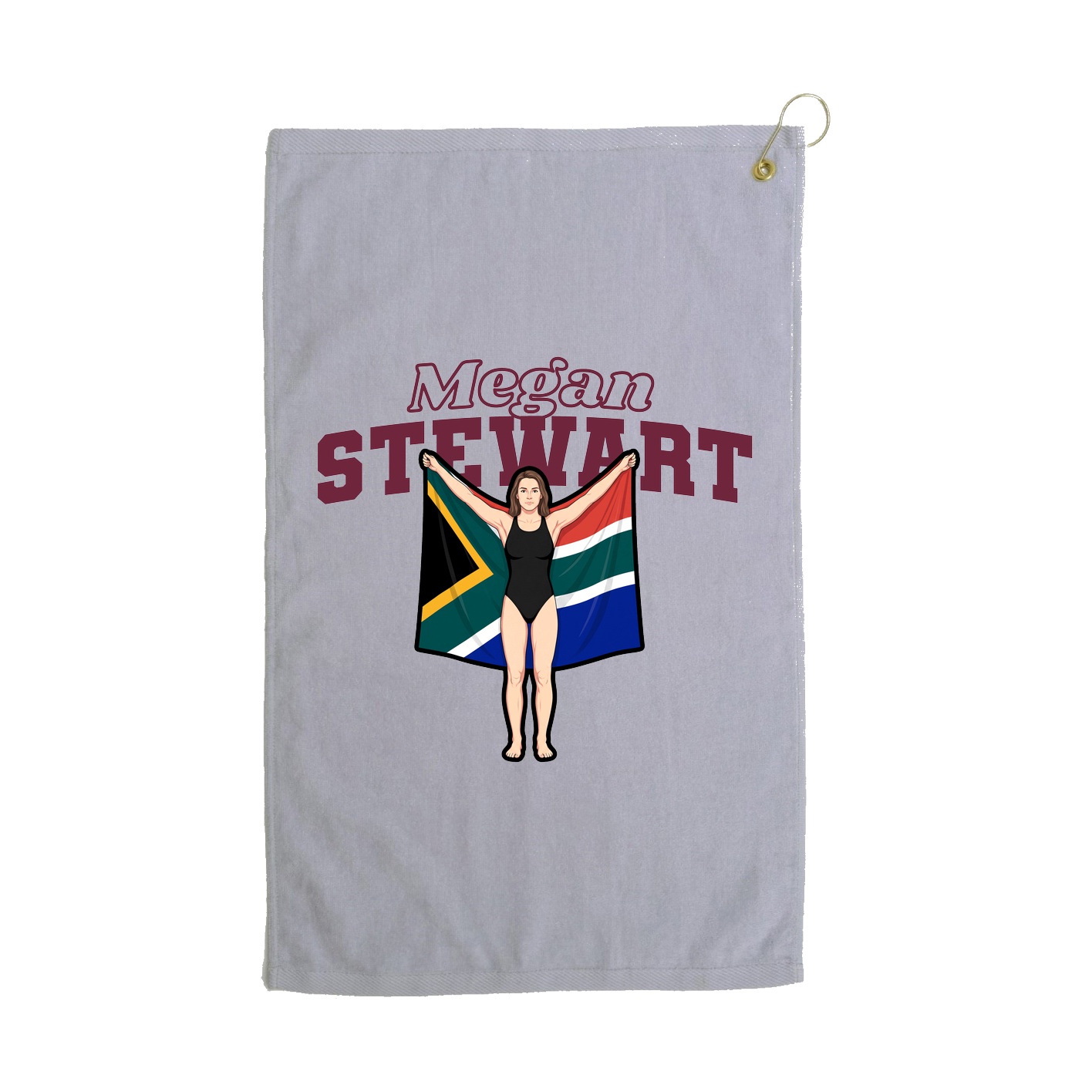Golf Towel — Name Arch in Grey