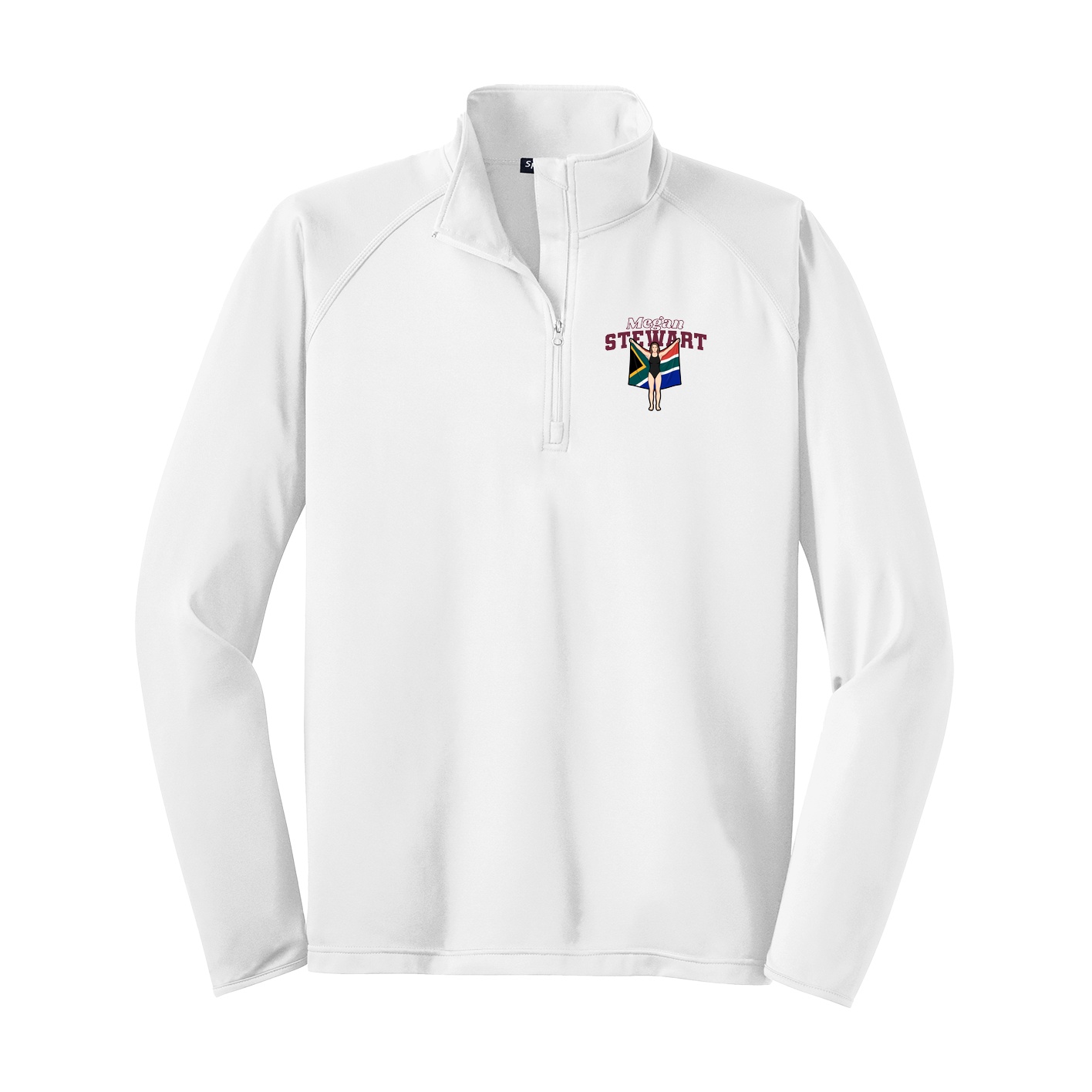 Q-Zip Pullover — Name Arch in White