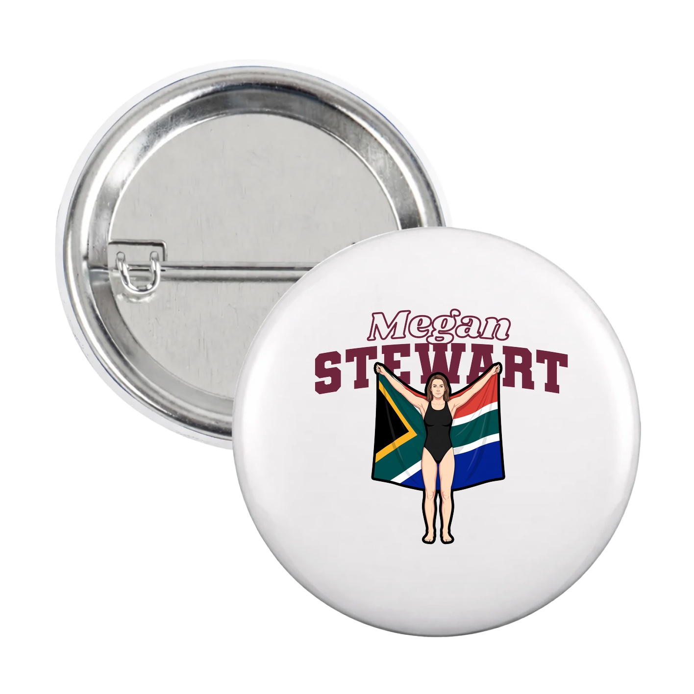 Game Day Button — Name Arch in White