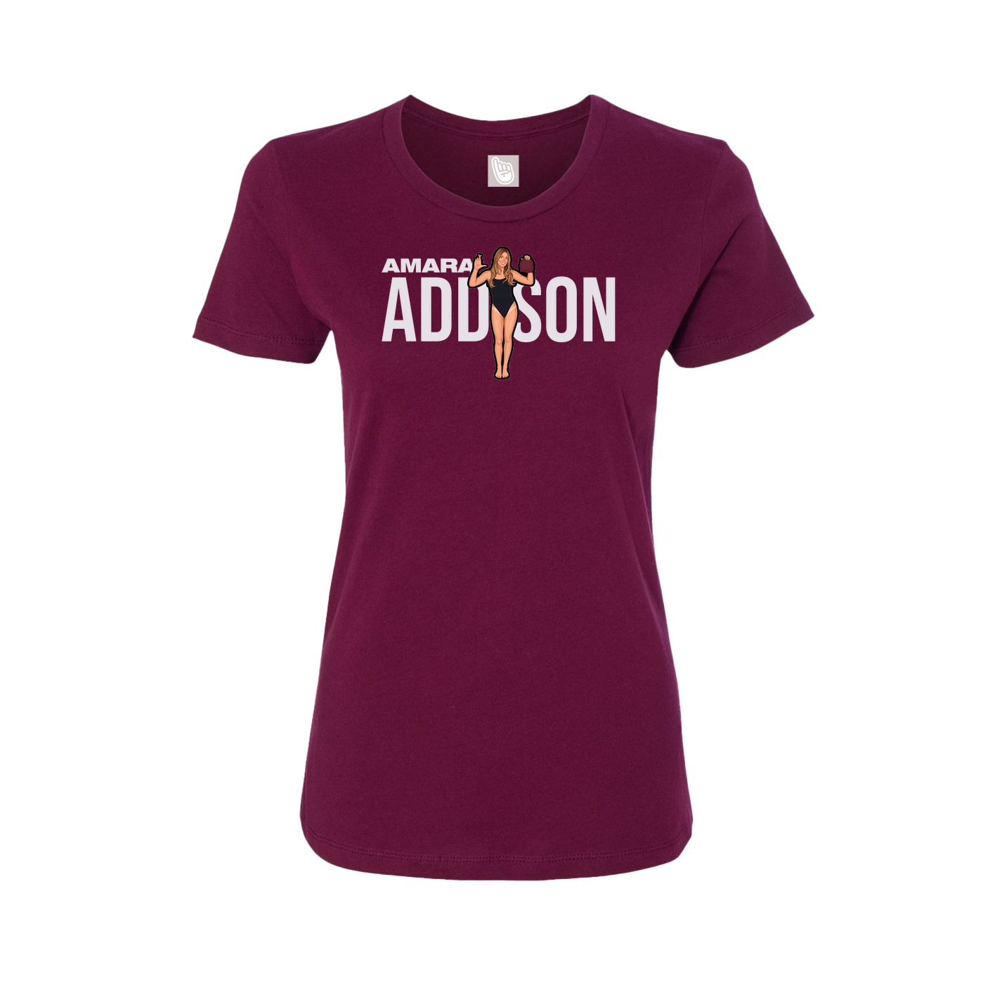 Fitted Women's Tee — Player Name in Maroon