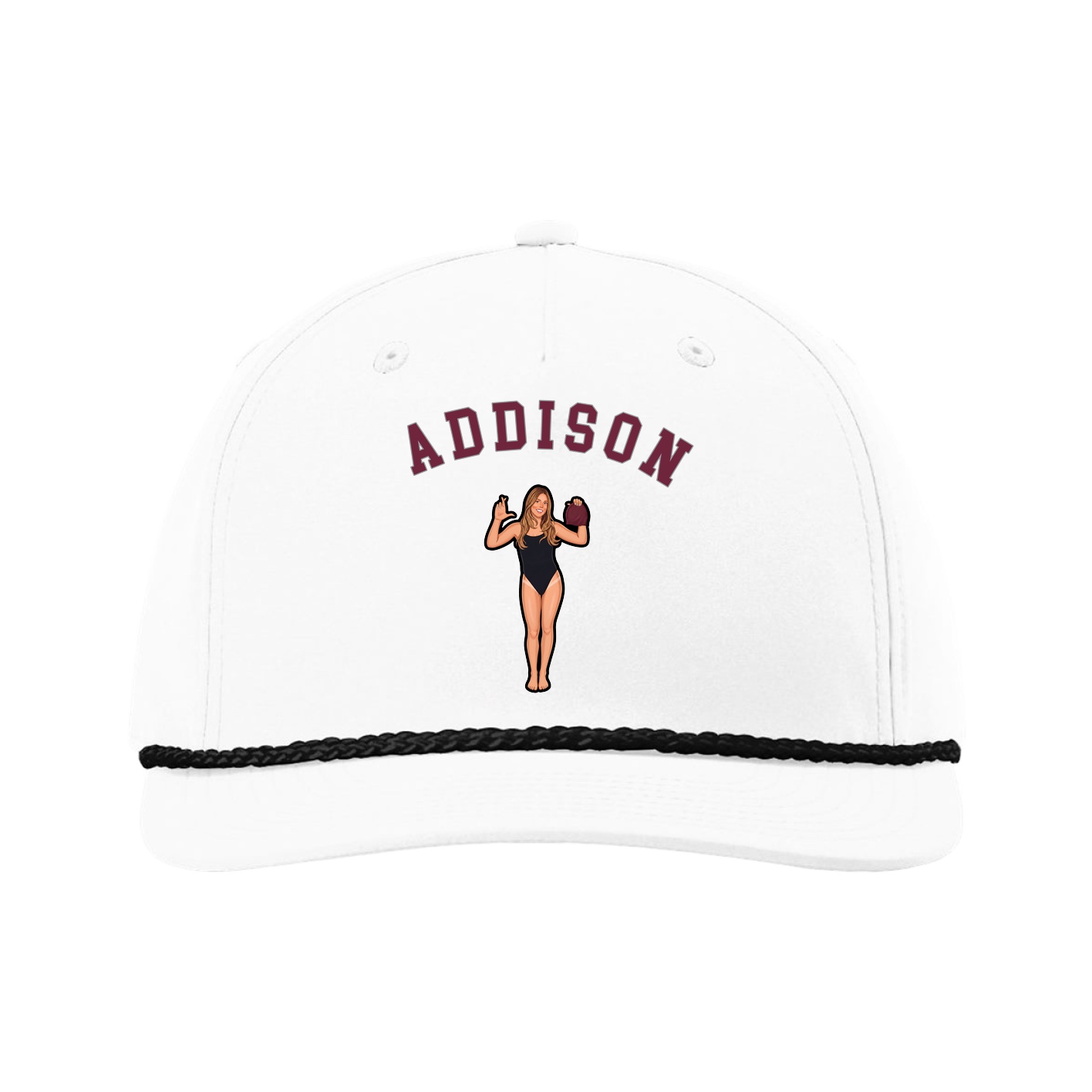 Five-Panel Classic Rope Cap — Shirsey Arch in White