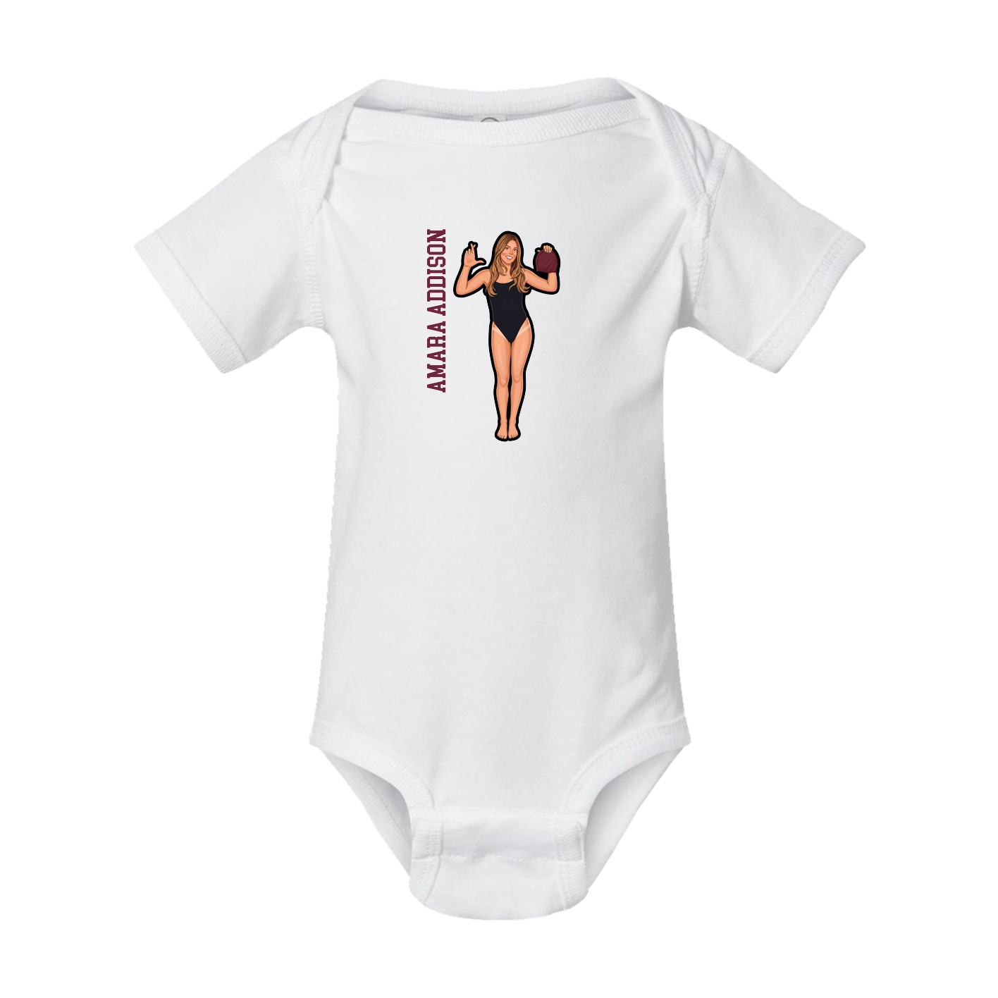 Baby Onesie — Name Vertical in White